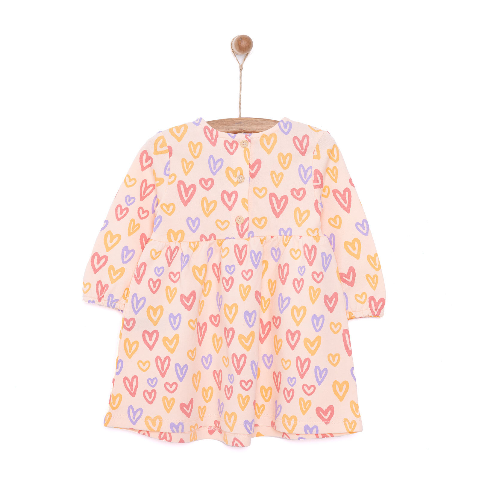Basic Kız Kalp Desenli Fırfırlı Elbise Kız Bebek Basic Kız Kalp Desenli Fırfırlı Elbise Kız Bebek