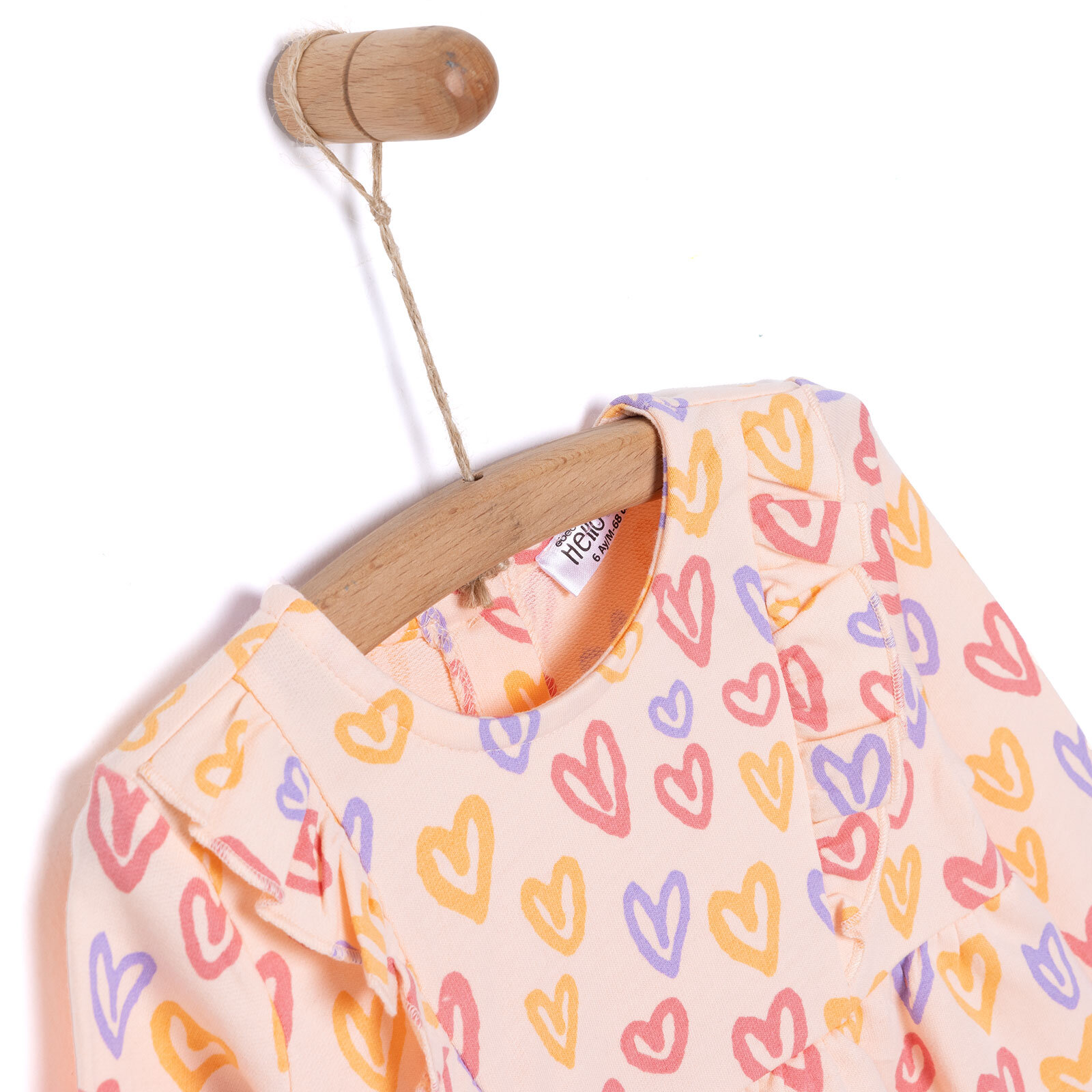 Basic Kız Kalp Desenli Fırfırlı Elbise Kız Bebek Basic Kız Kalp Desenli Fırfırlı Elbise Kız Bebek