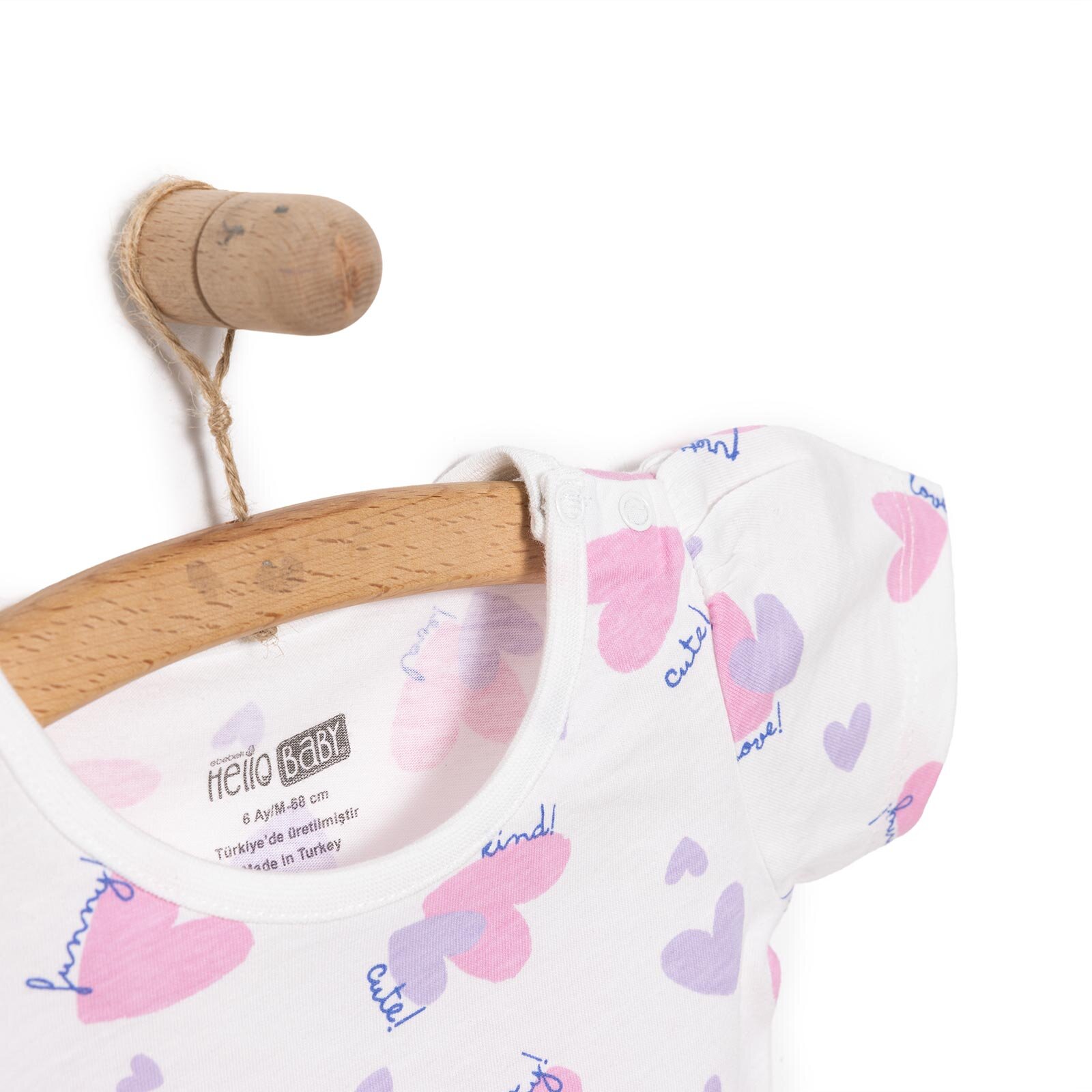 Basic Kız Kalp Desenli T-Shirt Kız Bebek