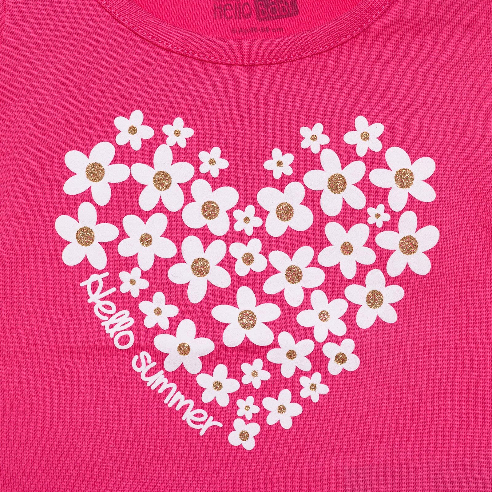 Basic Kız Kalp Papatya Baskılı T-Shirt Kız Bebek