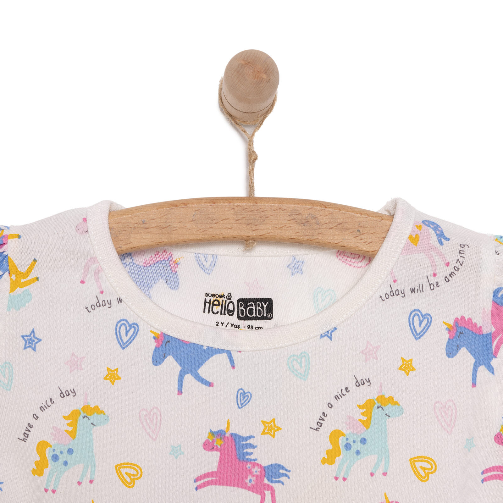 Basic Kız Kalpli Unicorn Desenli T-Shirt Kız Bebek