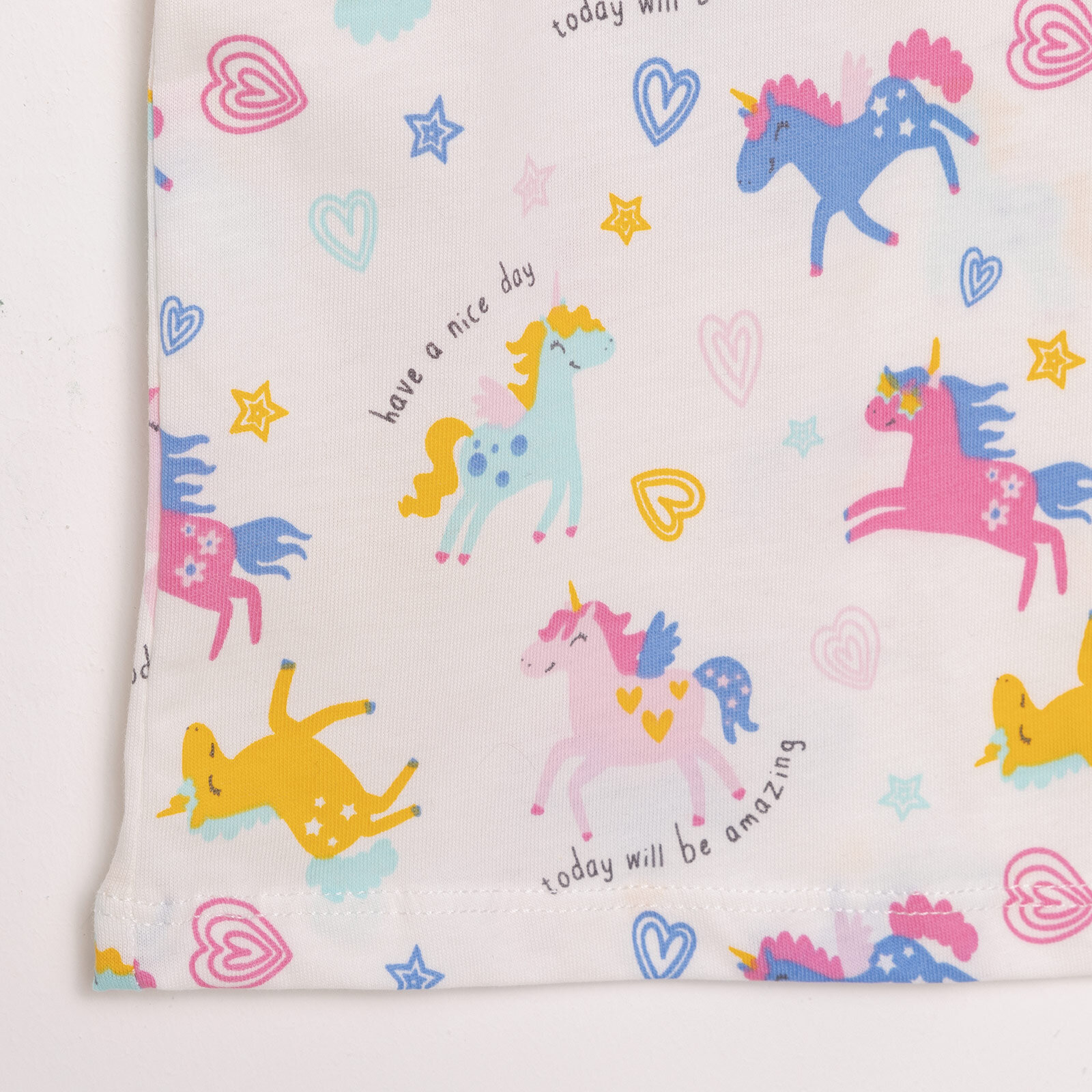Basic Kız Kalpli Unicorn Desenli T-Shirt Kız Bebek