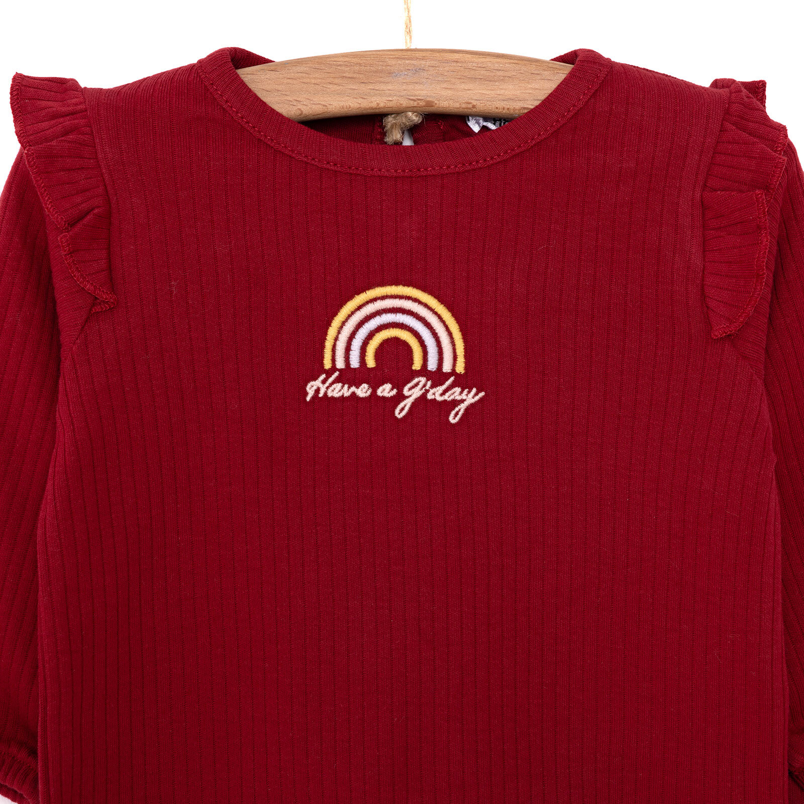 Kız Bebek Bluz Tayt Set Kaşkorse Düğmeli Bisiklet Yaka Uzun Kol