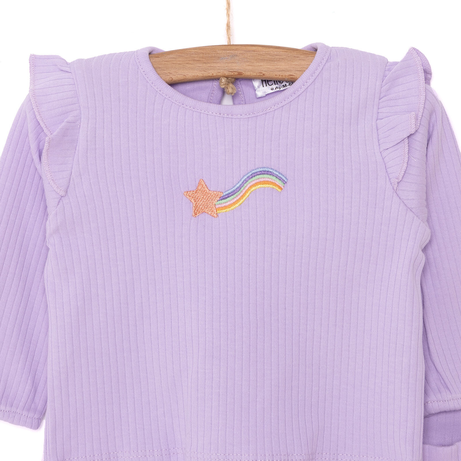 Kız Bebek Bluz Tayt Set Kaşkorse Düğmeli Bisiklet Yaka Uzun Kol