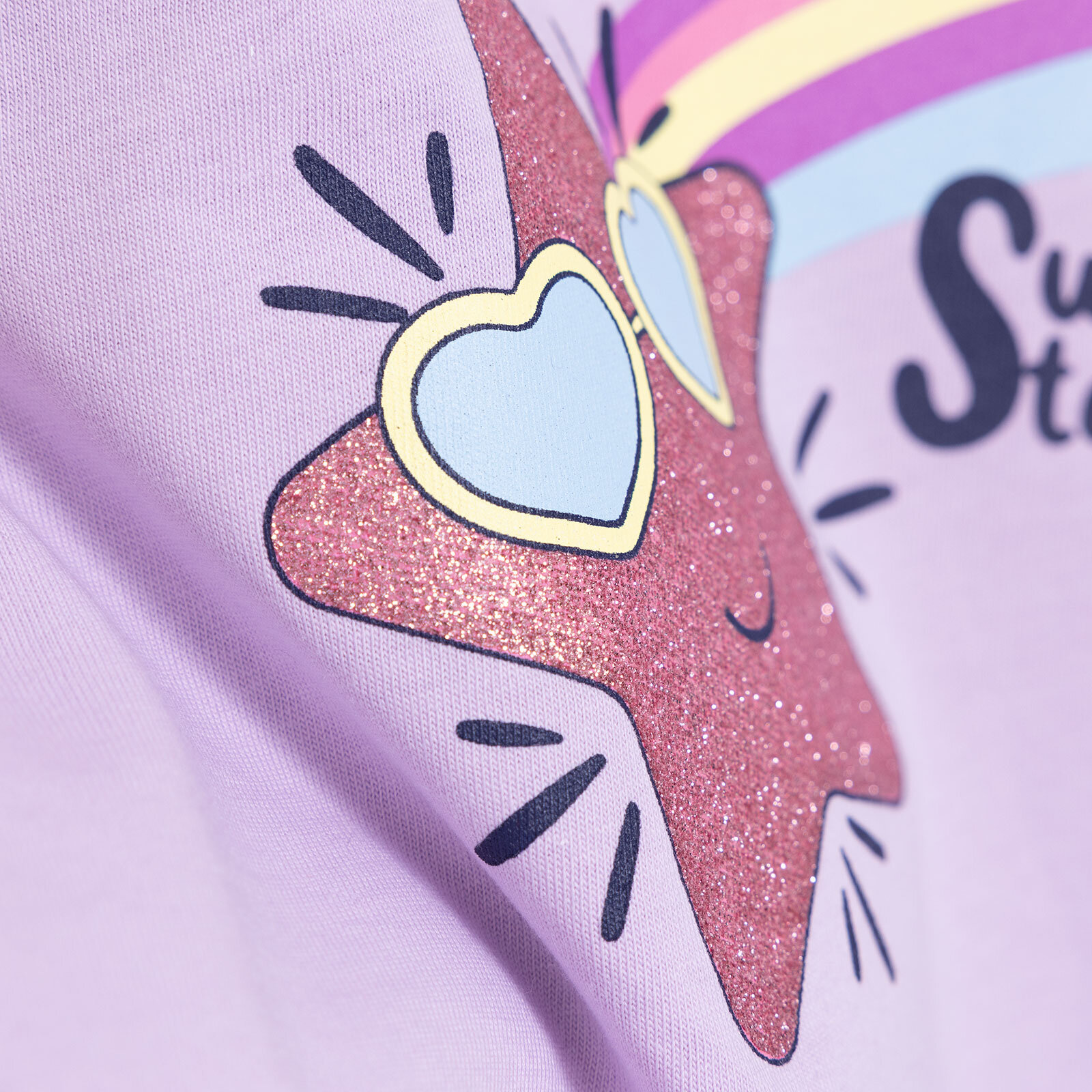 Basic Kız Kayan Yıldız Baskılı T-Shirt Kız Bebek