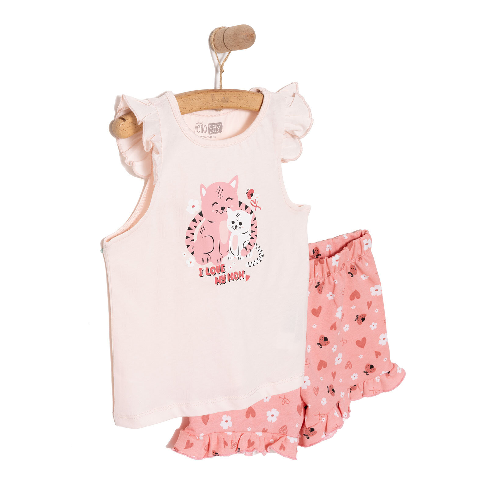 Basic Kız Kedi Baskılı Atlet-Şort Kız Bebek