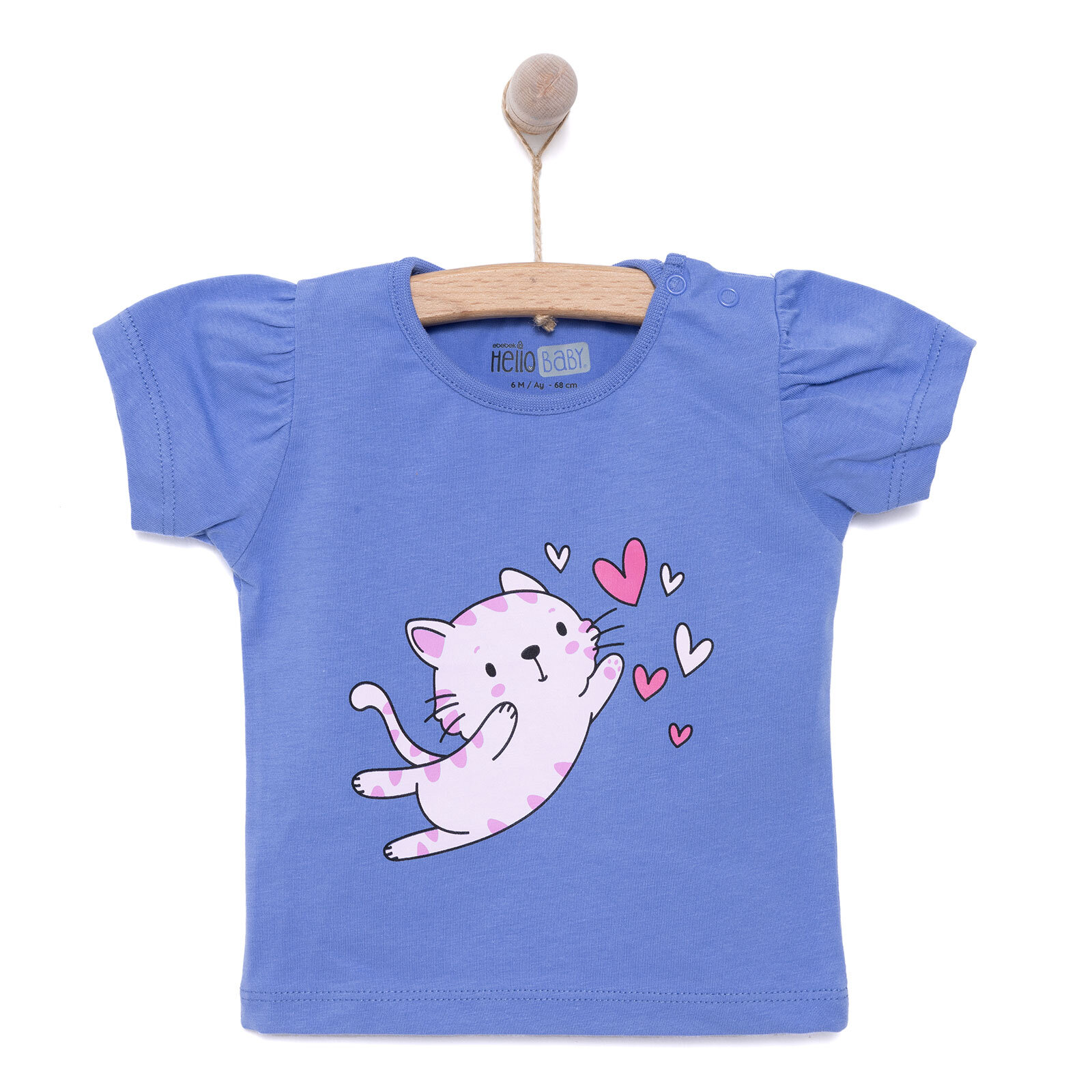 Basic Kız Kedi Baskılı T-Shirt Kız Bebek