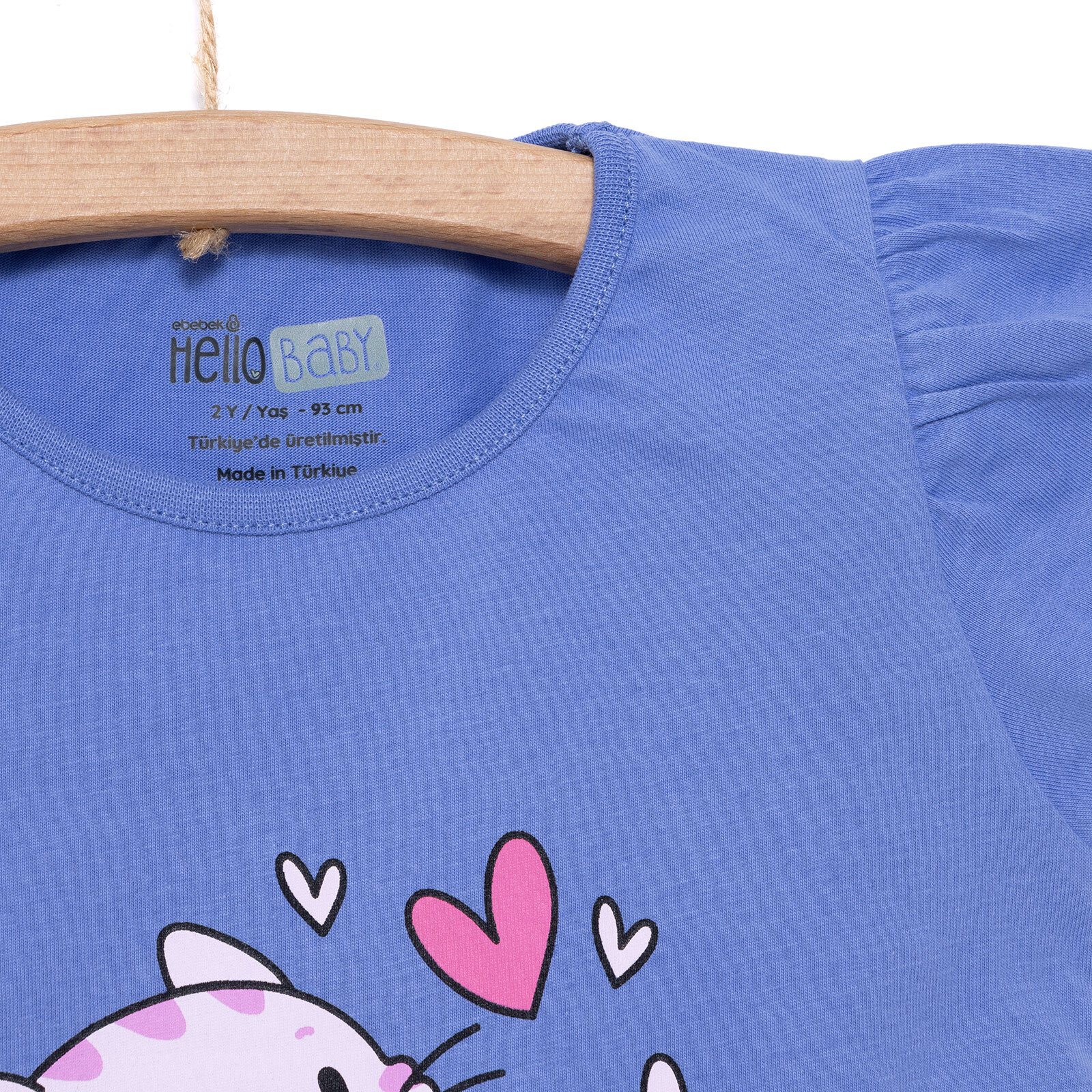 Basic Kız Kedi Baskılı T-Shirt Kız Bebek