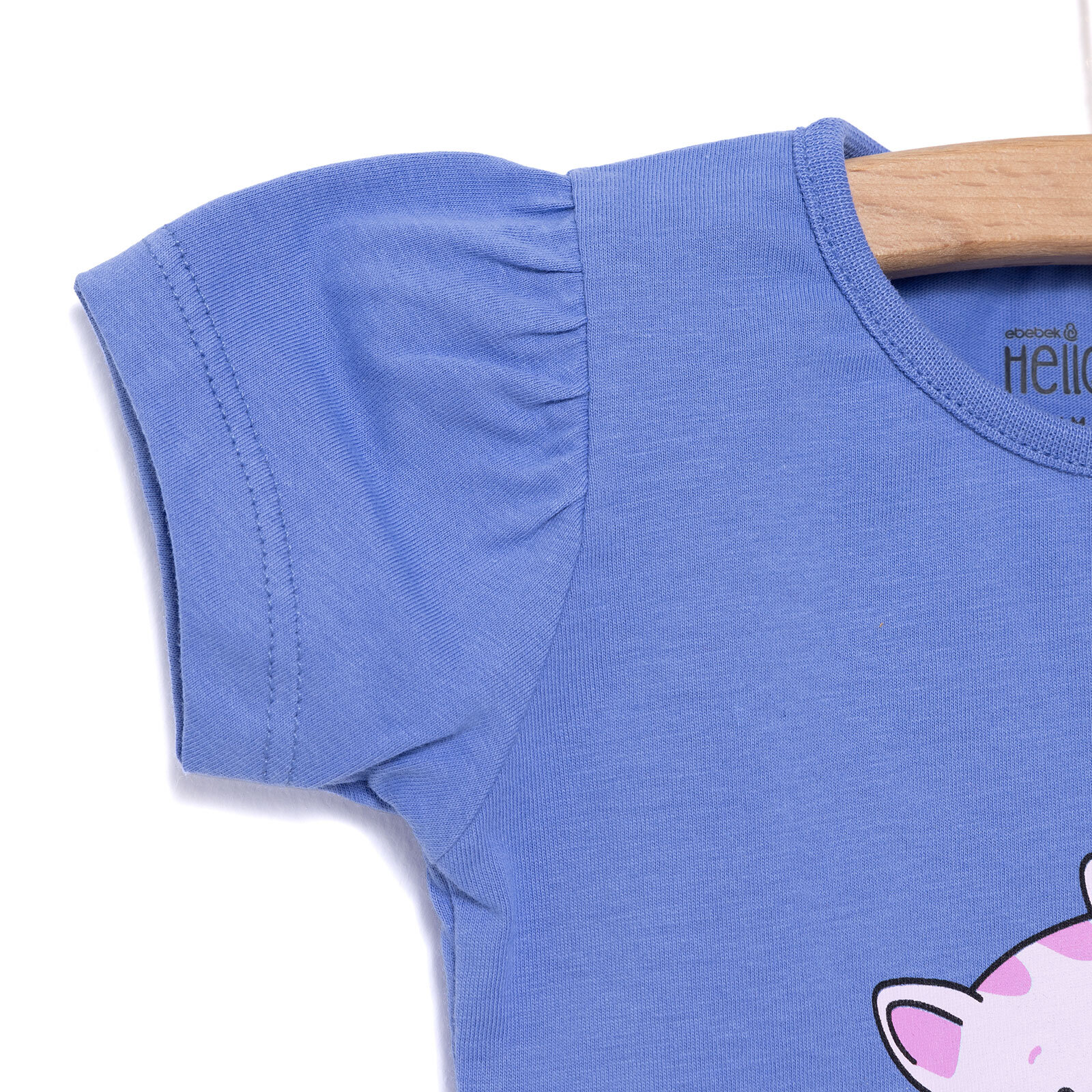 Basic Kız Kedi Baskılı T-Shirt Kız Bebek