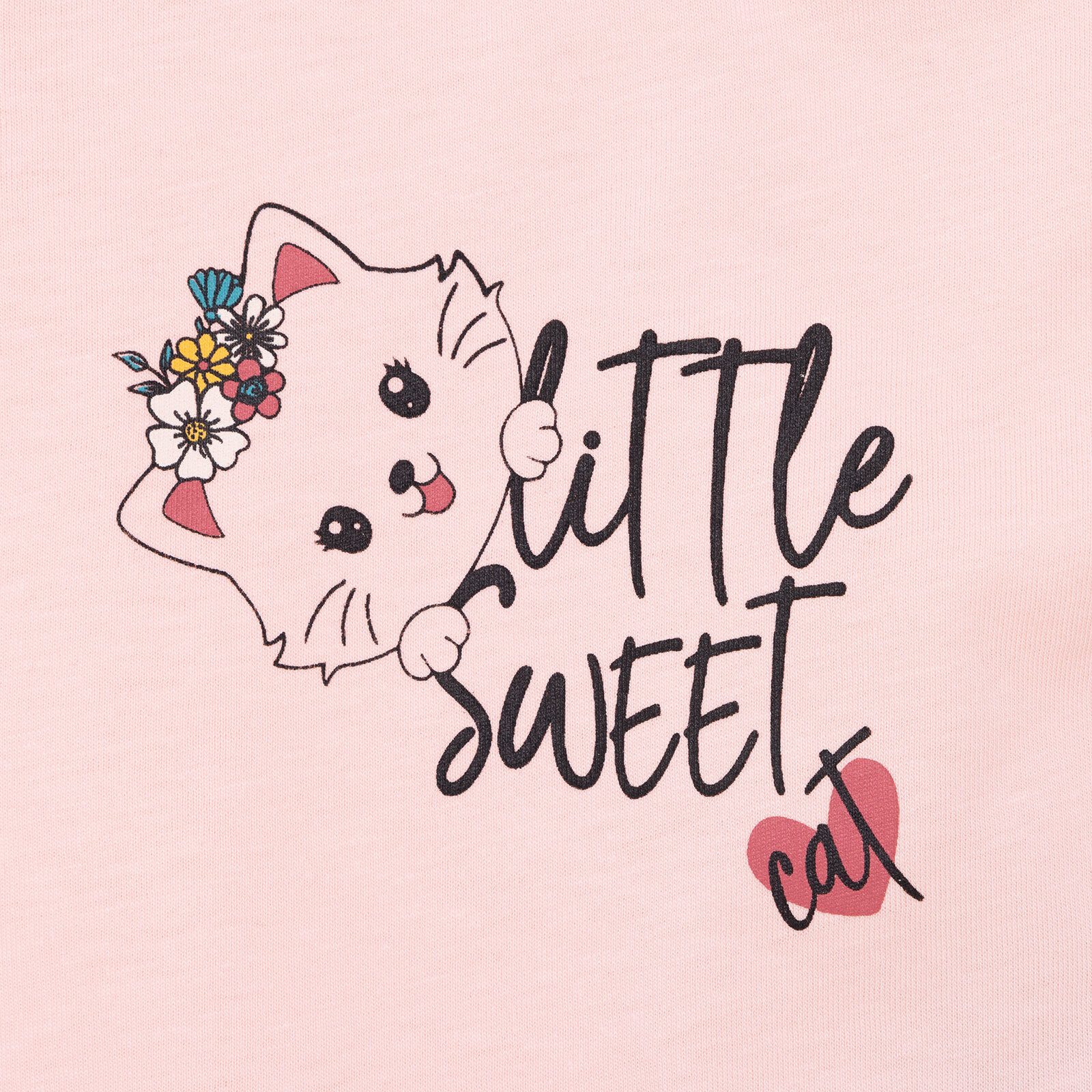 Basic Kız Kedi Baskılı Tshirt-Şort Kız Bebek