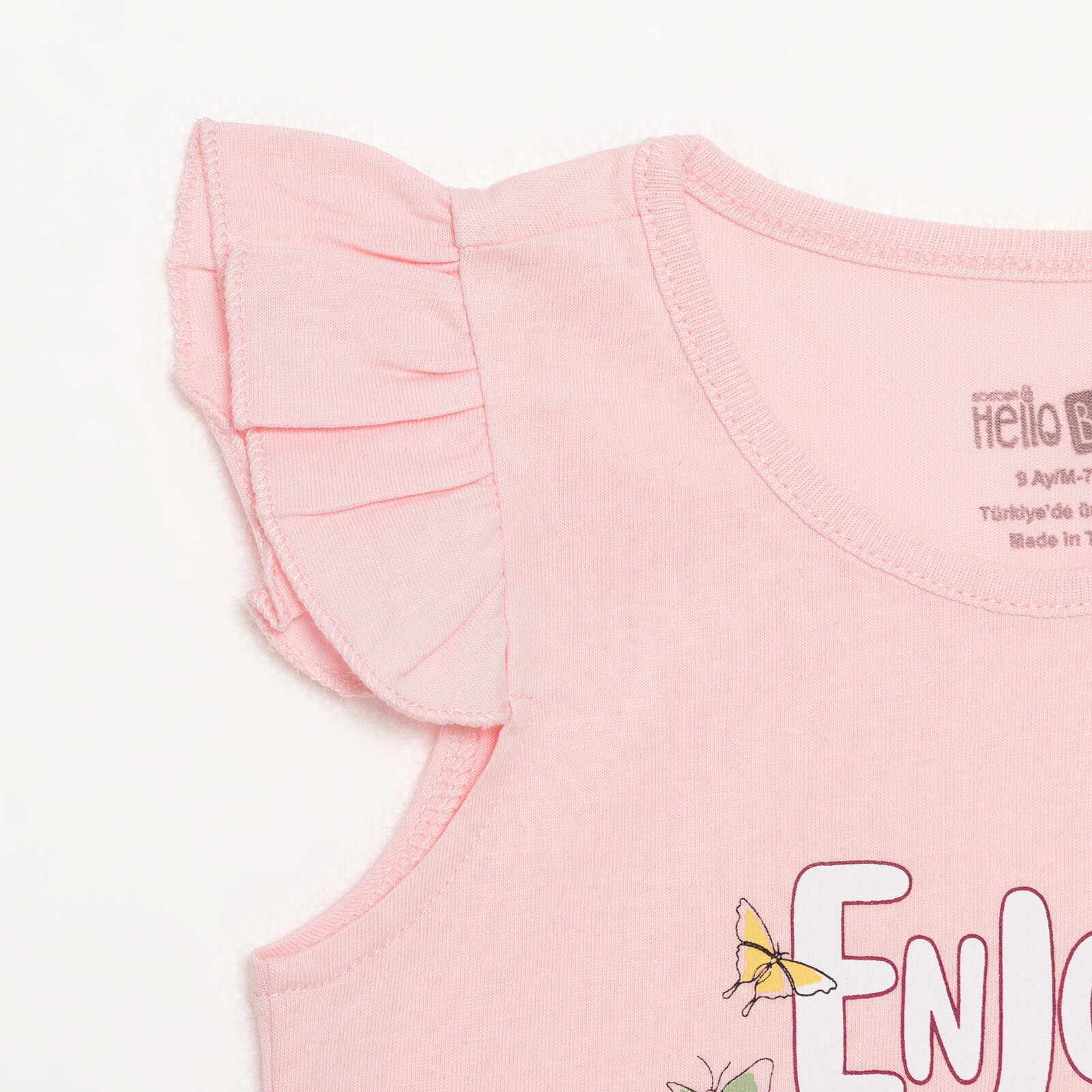 Basic Kız Kelebek ve Papatya Baskılı Atlet T-shirt Kız Bebek