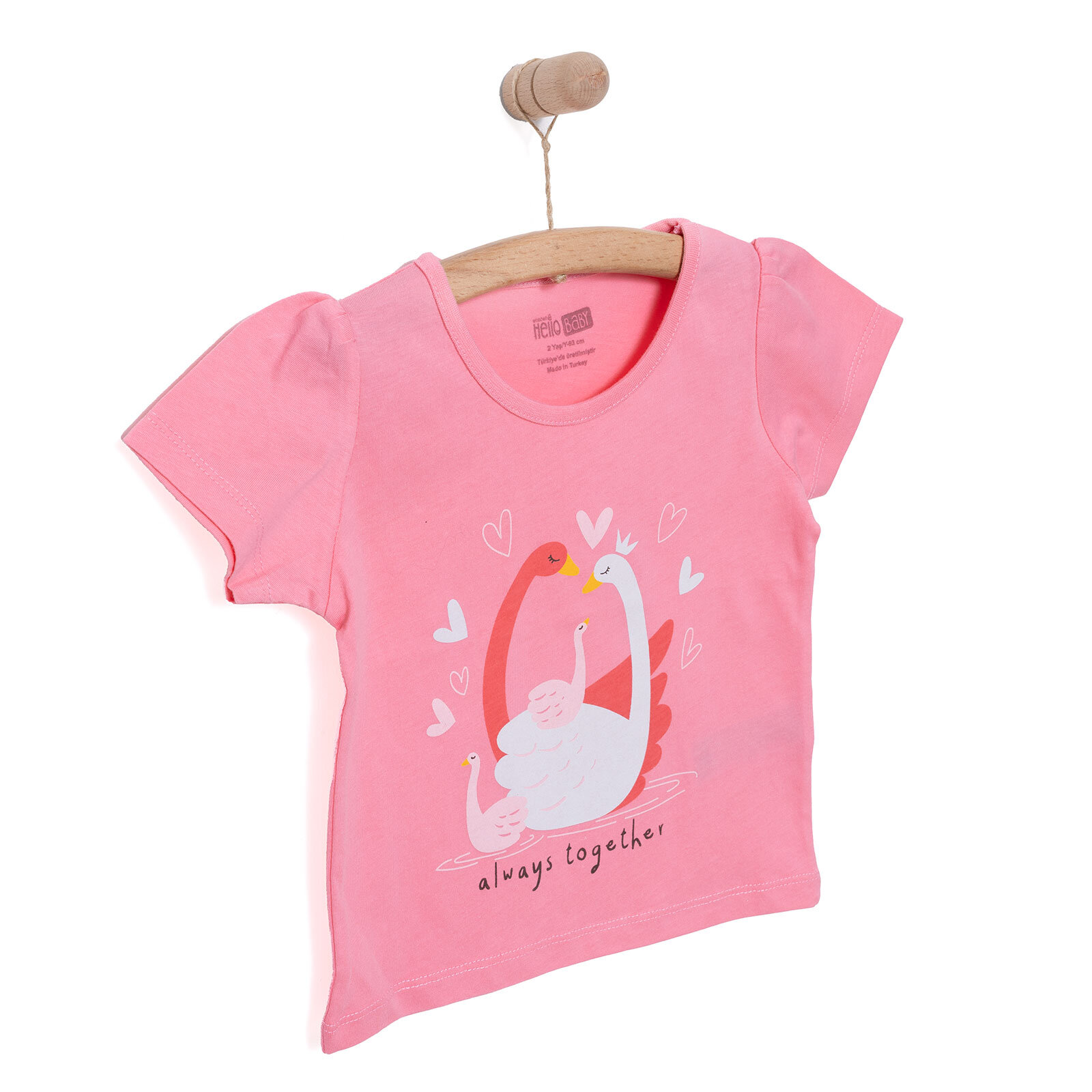 Basic Kız Kuğu Baskılı T-Shirt Kız Bebek