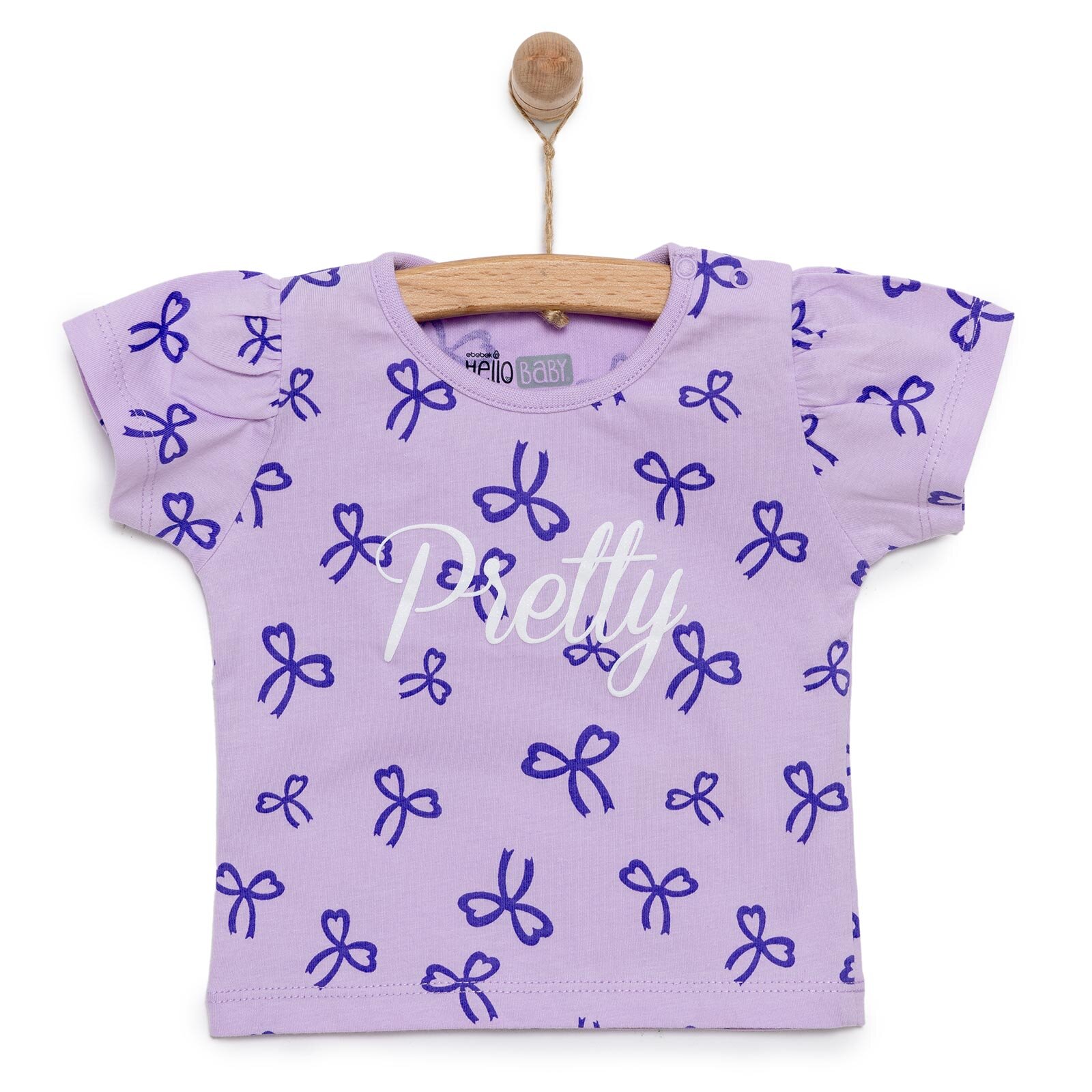 Basic Kız Kurdele Desenli T-Shirt Kız Bebek