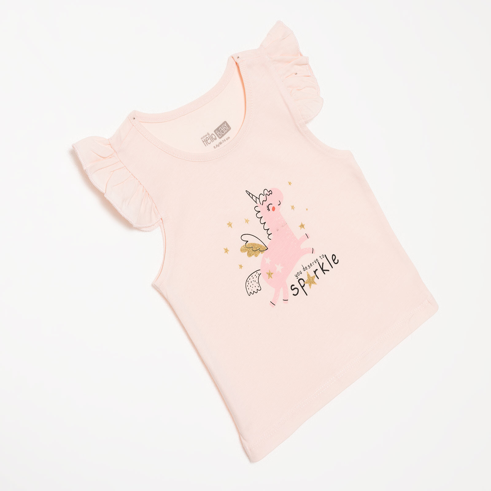 Basic Kız Melek Unicorn Baskılı Atlet T-shirt Kız Bebek