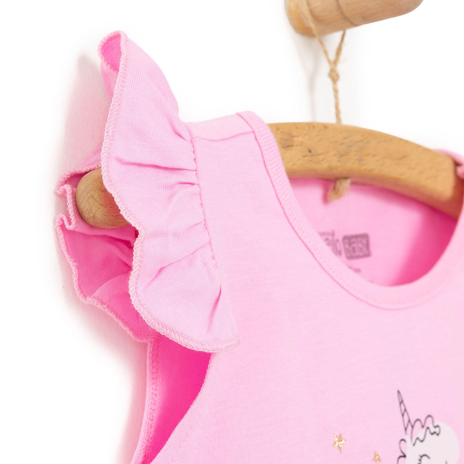 Basic Kız Melek Unicorn Baskılı Atlet T-shirt Kız Bebek