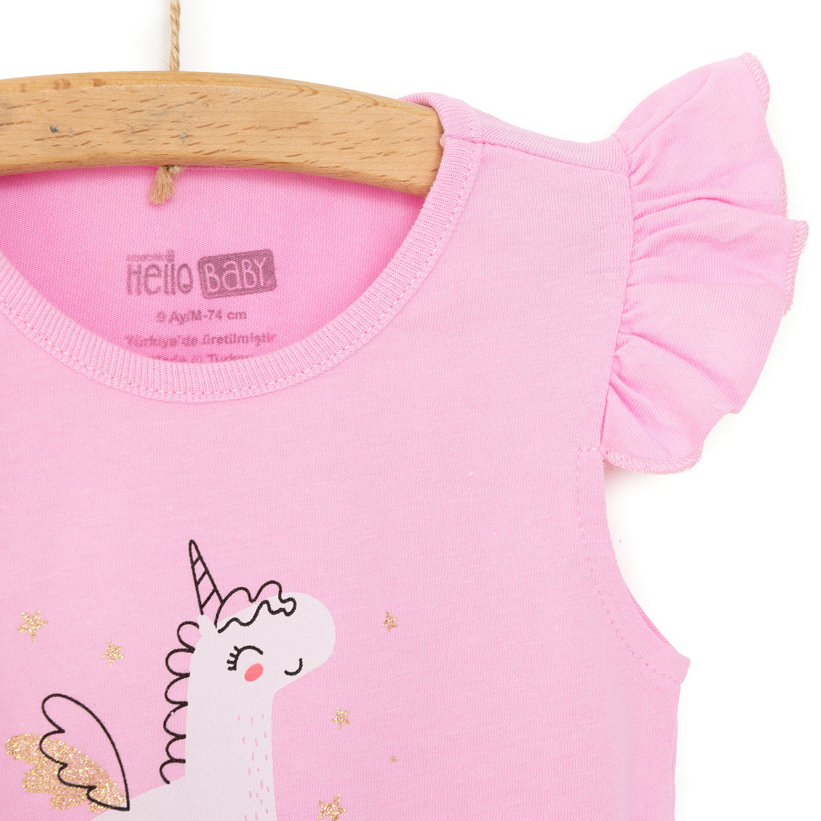 Basic Kız Melek Unicorn Baskılı Atlet T-shirt Kız Bebek