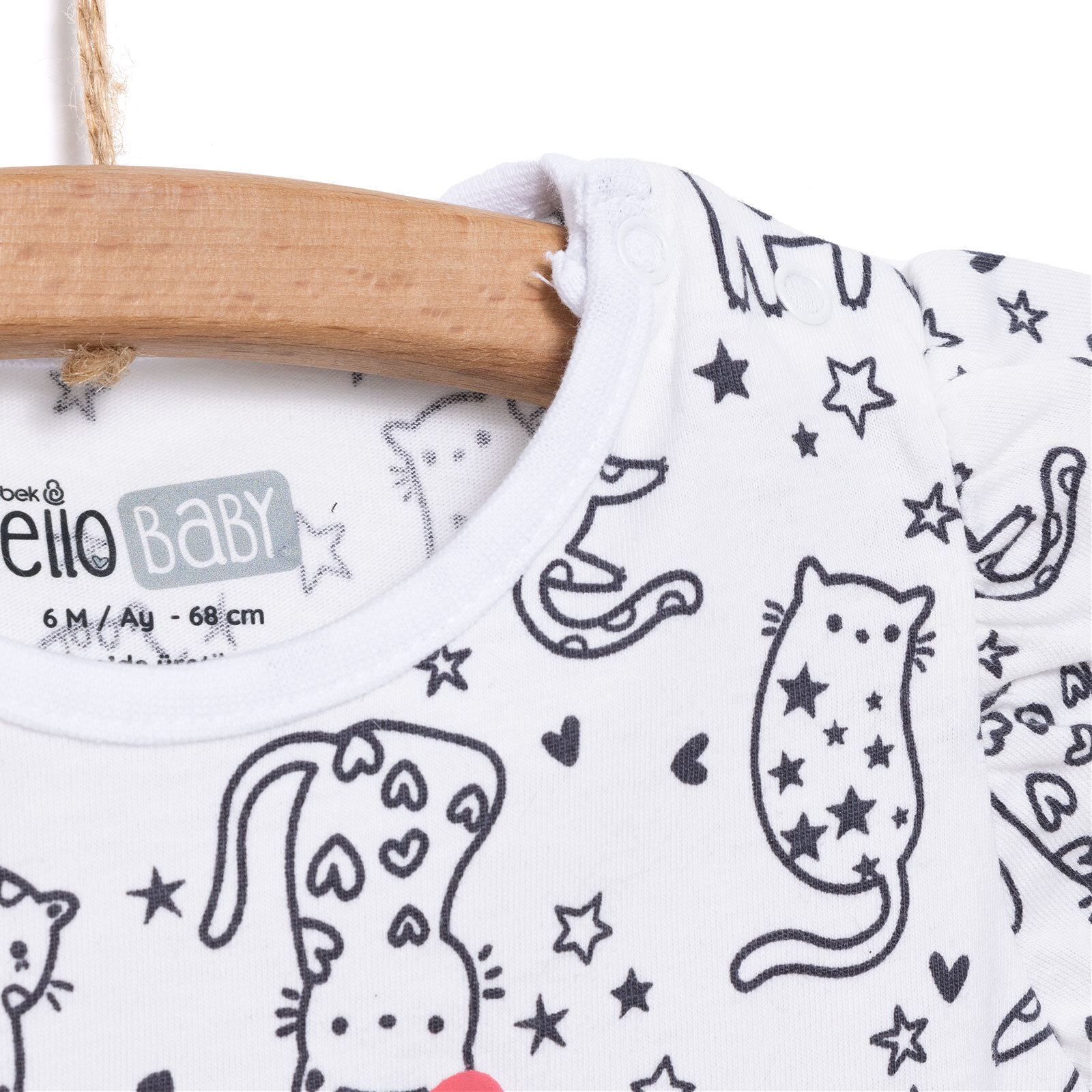 Basic Kız Meow Desenli T-Shirt Kız Bebek Basic Kız Meow Desenli T-Shirt Kız Bebek