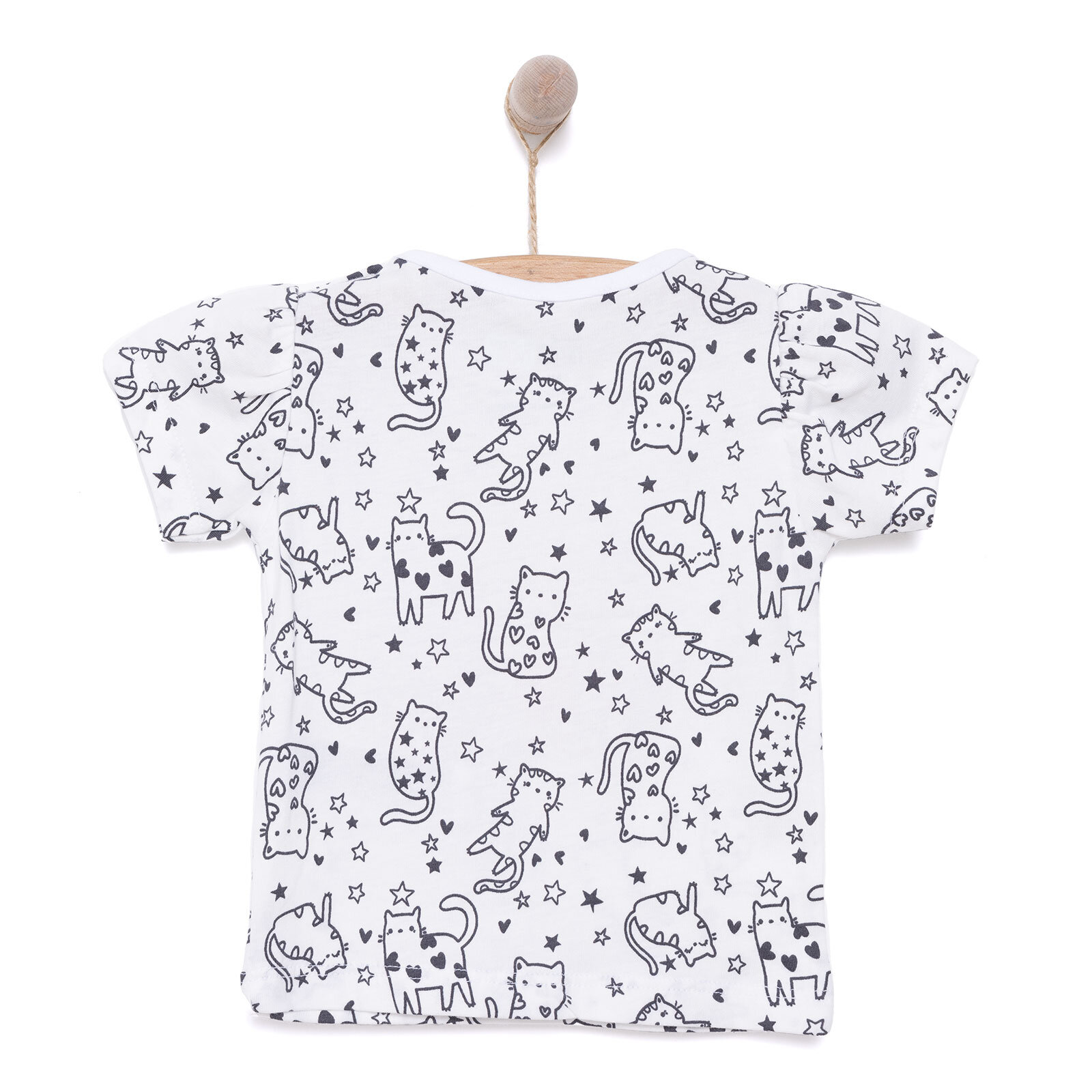 Basic Kız Meow Desenli T-Shirt Kız Bebek Basic Kız Meow Desenli T-Shirt Kız Bebek