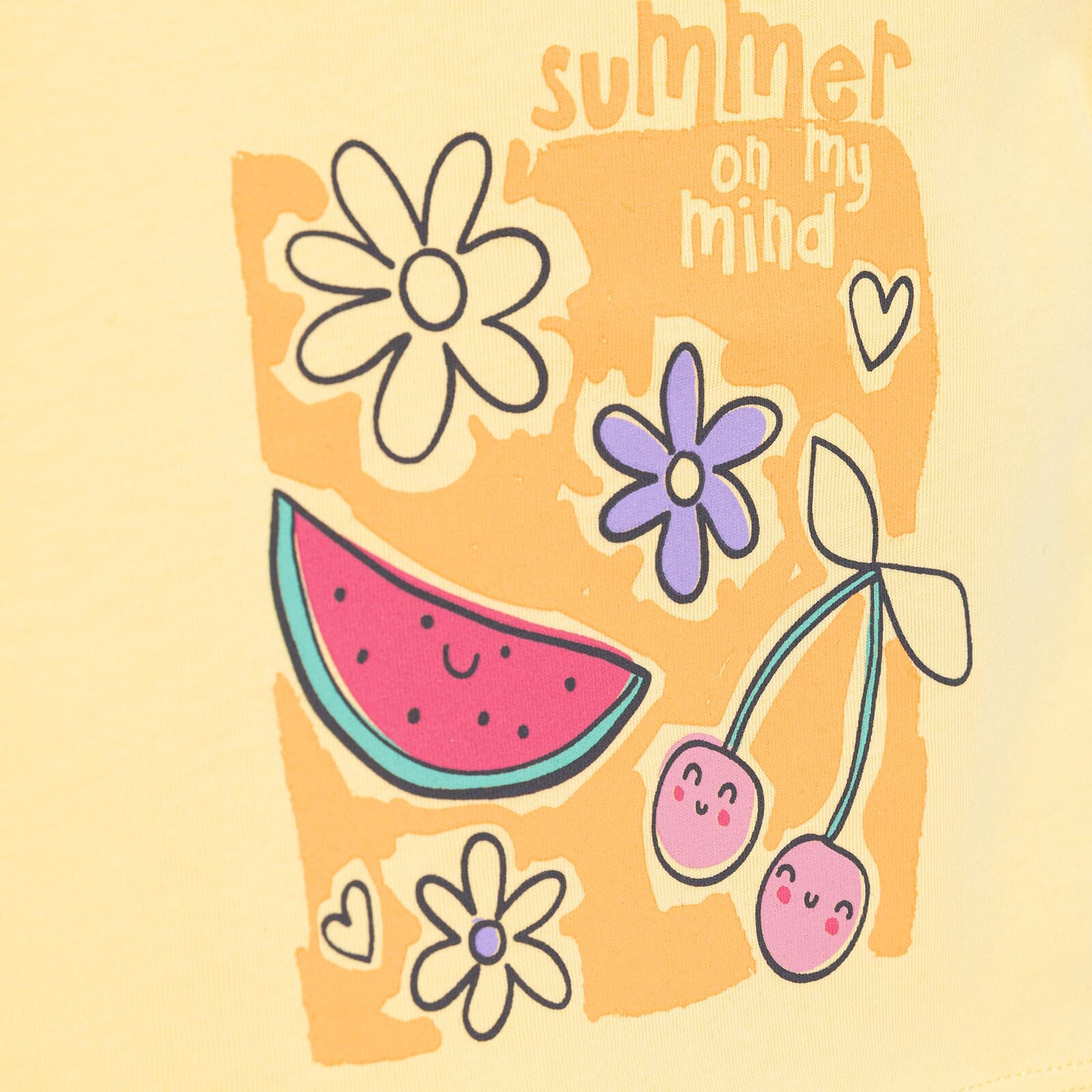 Basic Kız Meyve Baskılı T-Shirt Kız Bebek