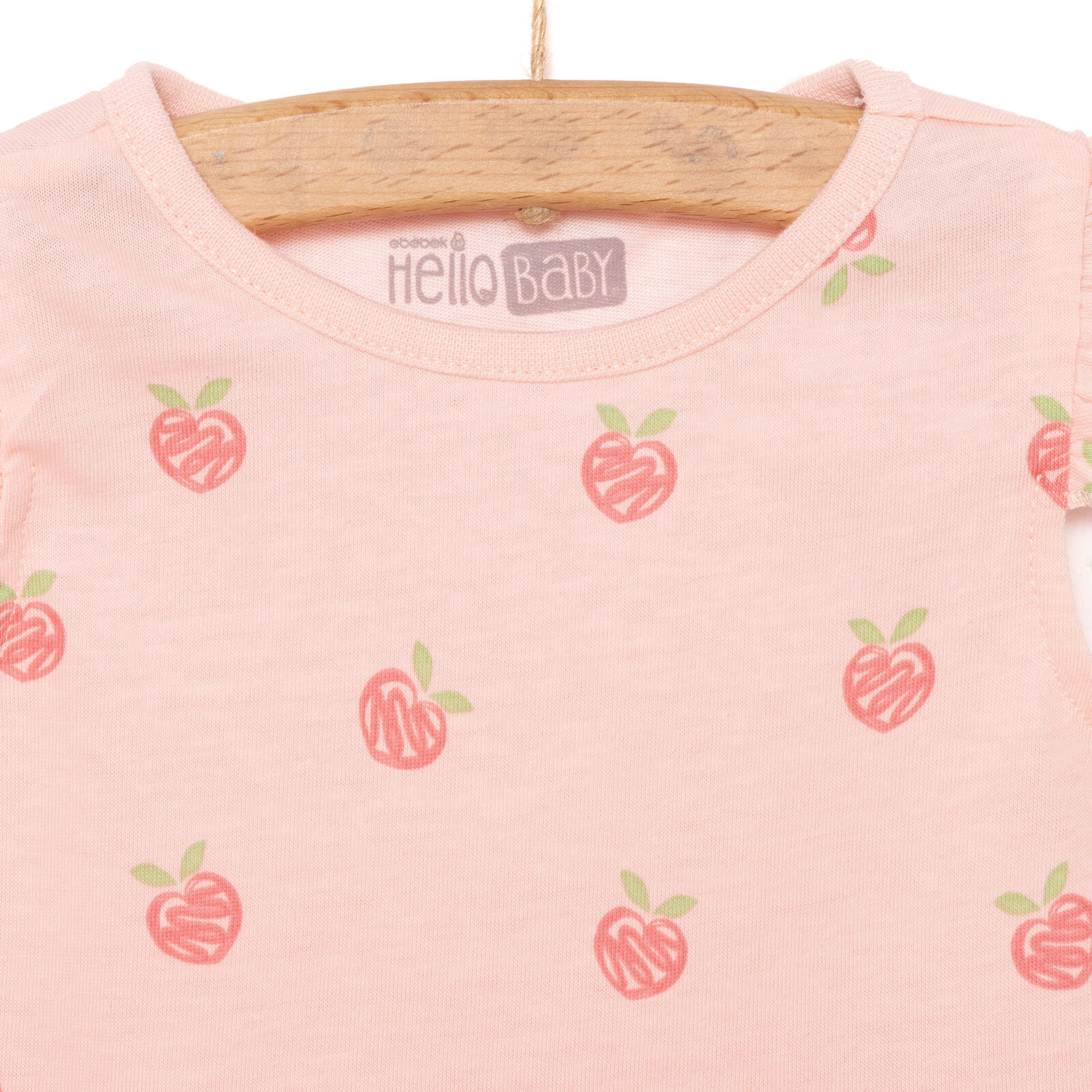 Basic Kız Şeftali Desenli Elbise Kız Bebek