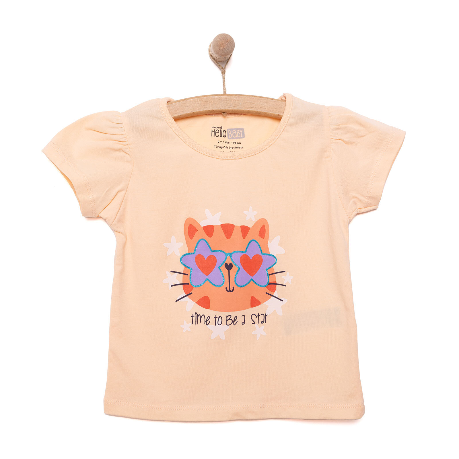 Basic Kız Star Kedi Baskılı T-Shirt Kız Bebek Basic Kız Star Kedi Baskılı T-Shirt Kız Bebek