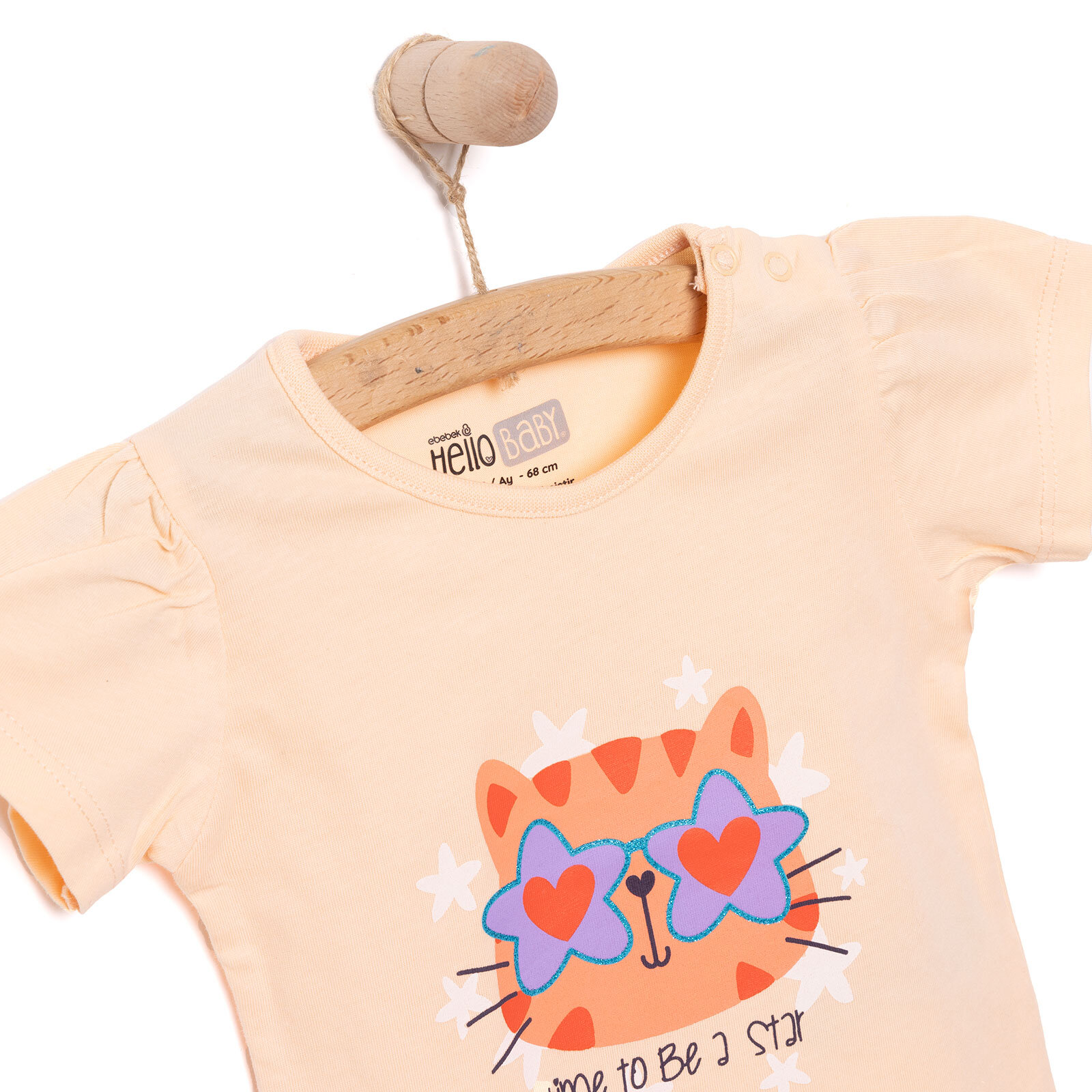 Basic Kız Star Kedi Baskılı T-Shirt Kız Bebek Basic Kız Star Kedi Baskılı T-Shirt Kız Bebek