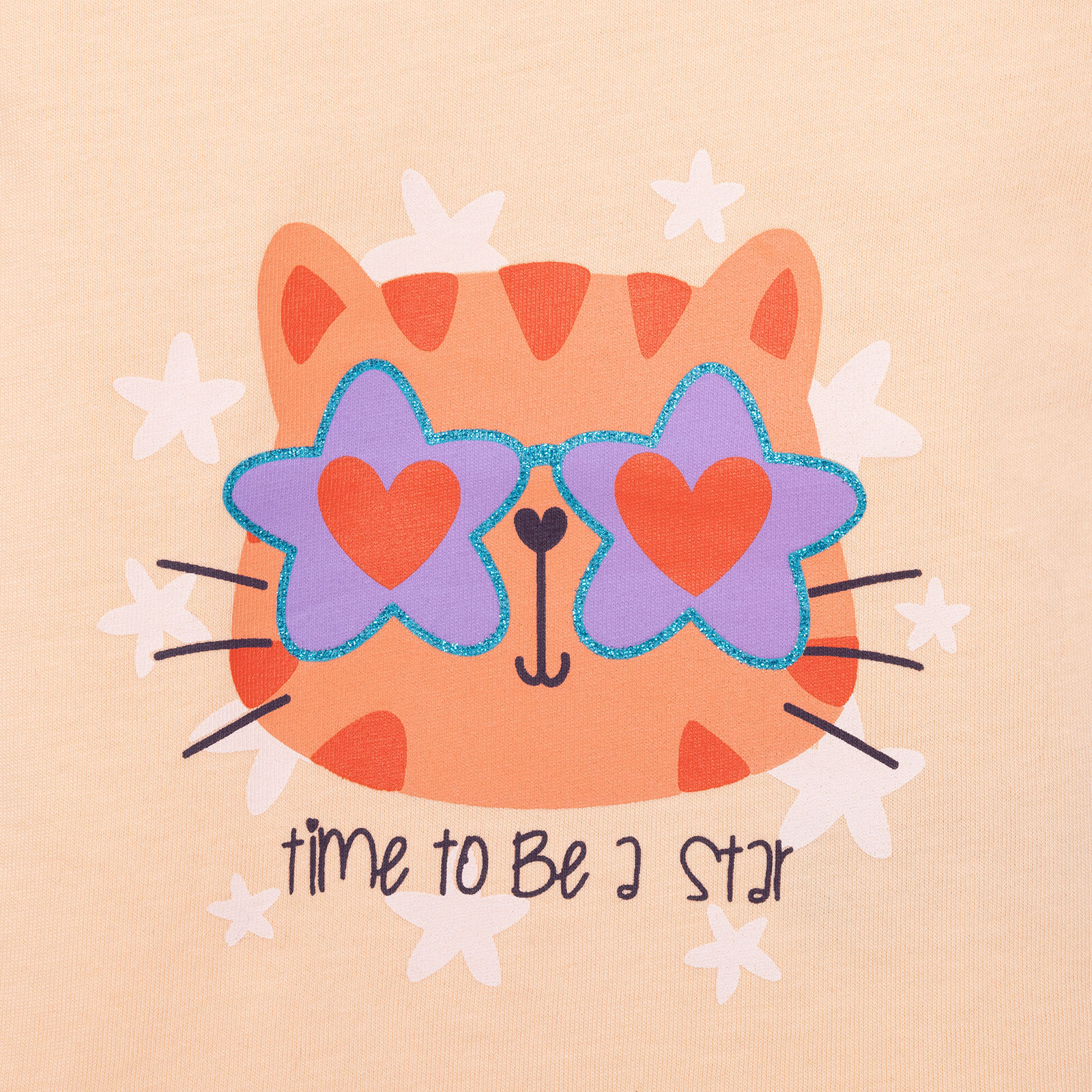 Basic Kız Star Kedi Baskılı T-Shirt Kız Bebek Basic Kız Star Kedi Baskılı T-Shirt Kız Bebek