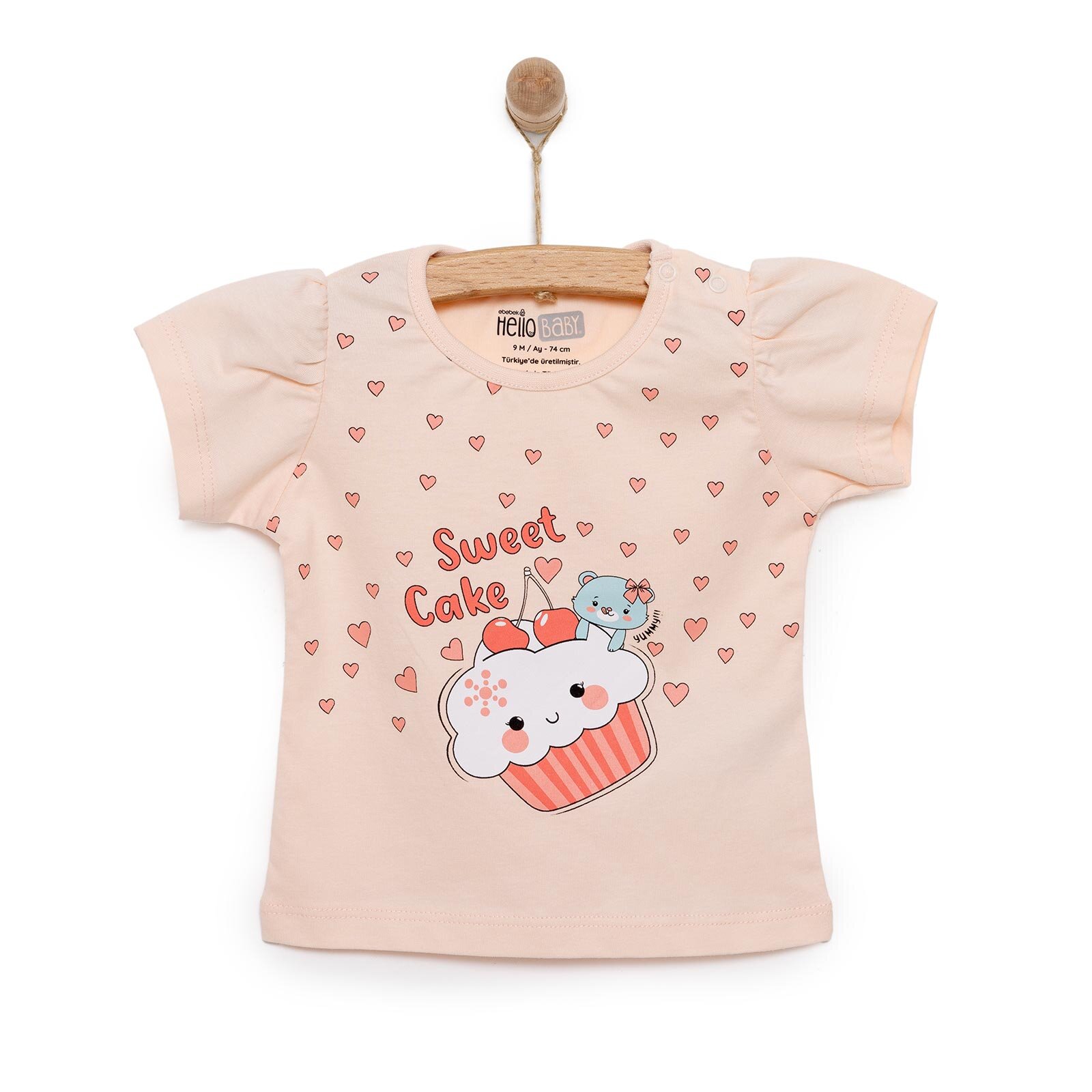 Basic Kız Tatlı Kek Baskılı T-Shirt Kız Bebek
