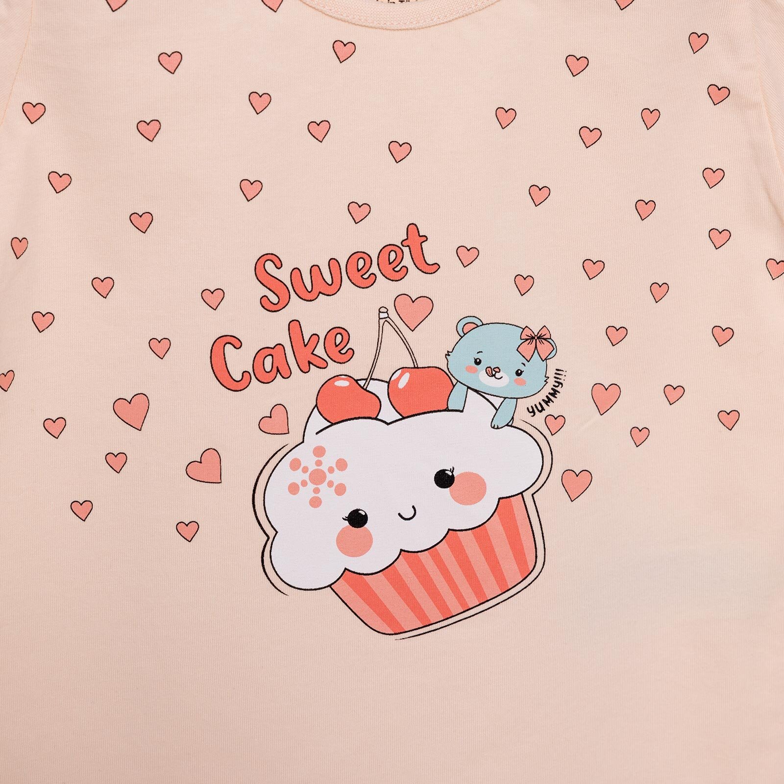 Basic Kız Tatlı Kek Baskılı T-Shirt Kız Bebek