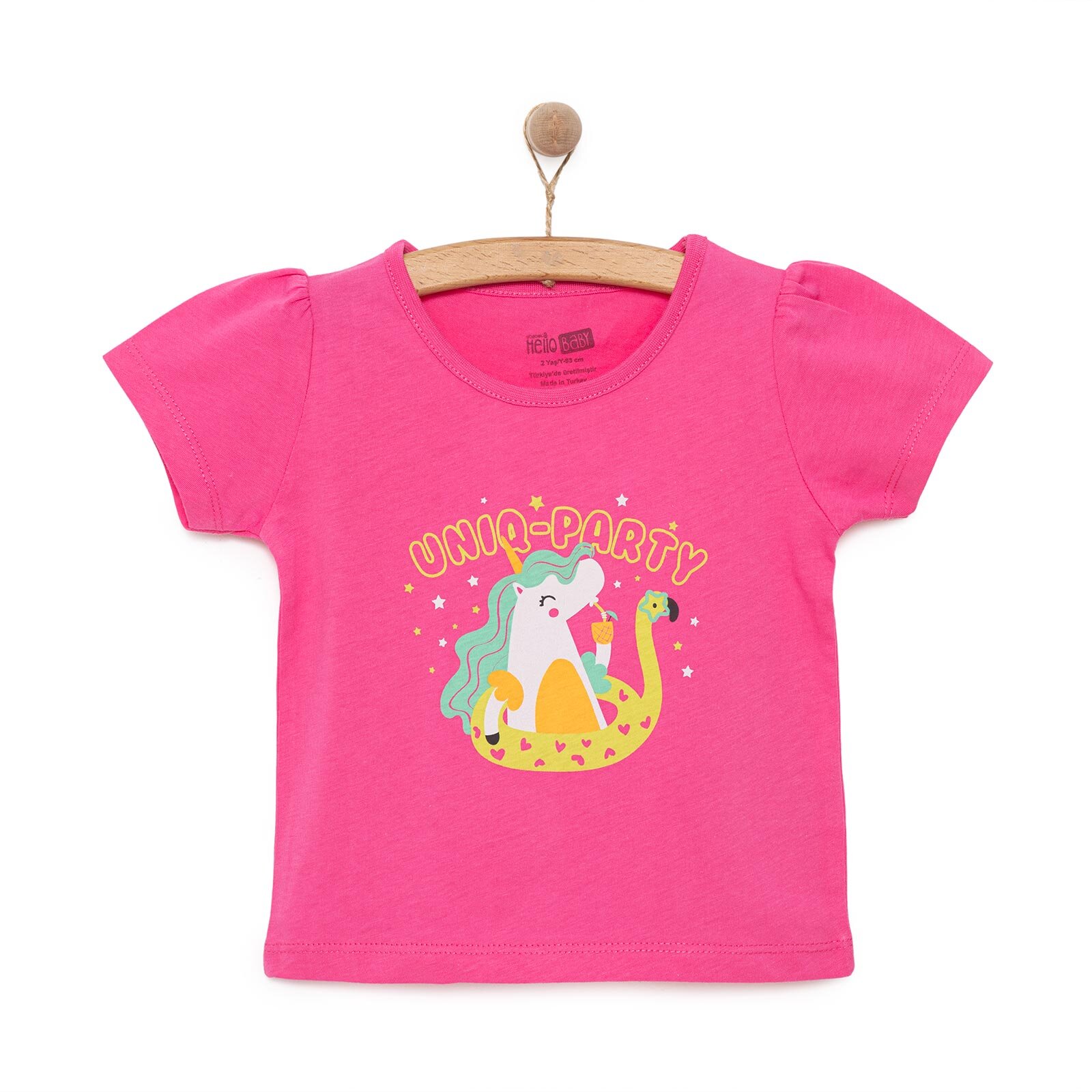 Basic Kız Unicorn Parti Baskılı T-Shirt Kız Bebek