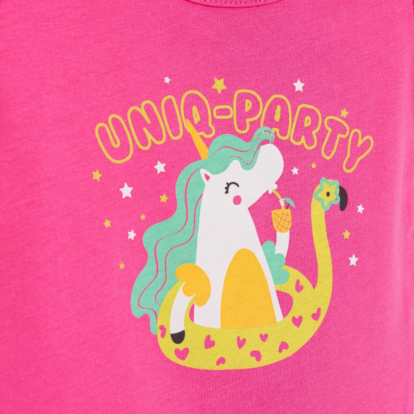 Basic Kız Unicorn Parti Baskılı T-Shirt Kız Bebek