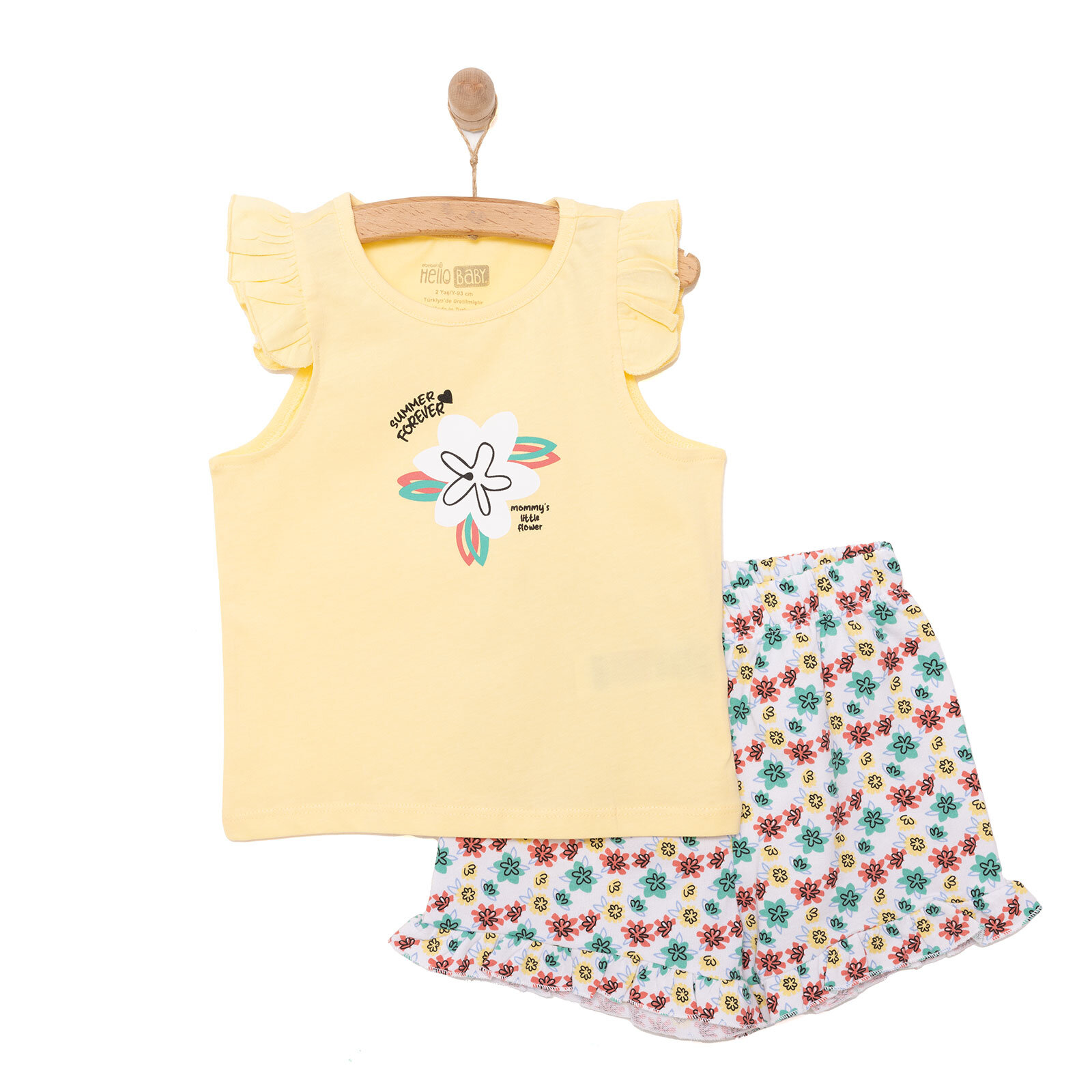 Basic Kız Yaz Çiçekleri Baskılı Atlet-Şort Kız Bebek
