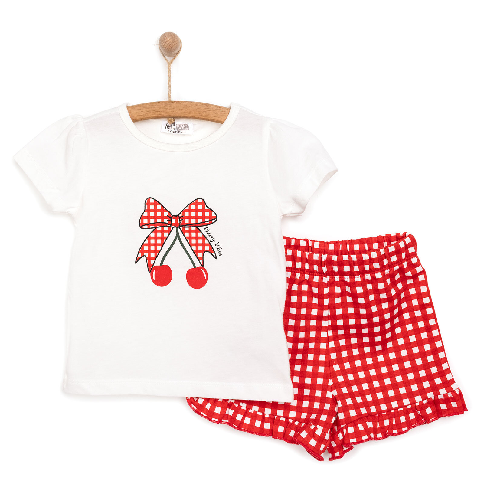 Basic Kurdele Baskılı Şortlu Takım Kız Bebek