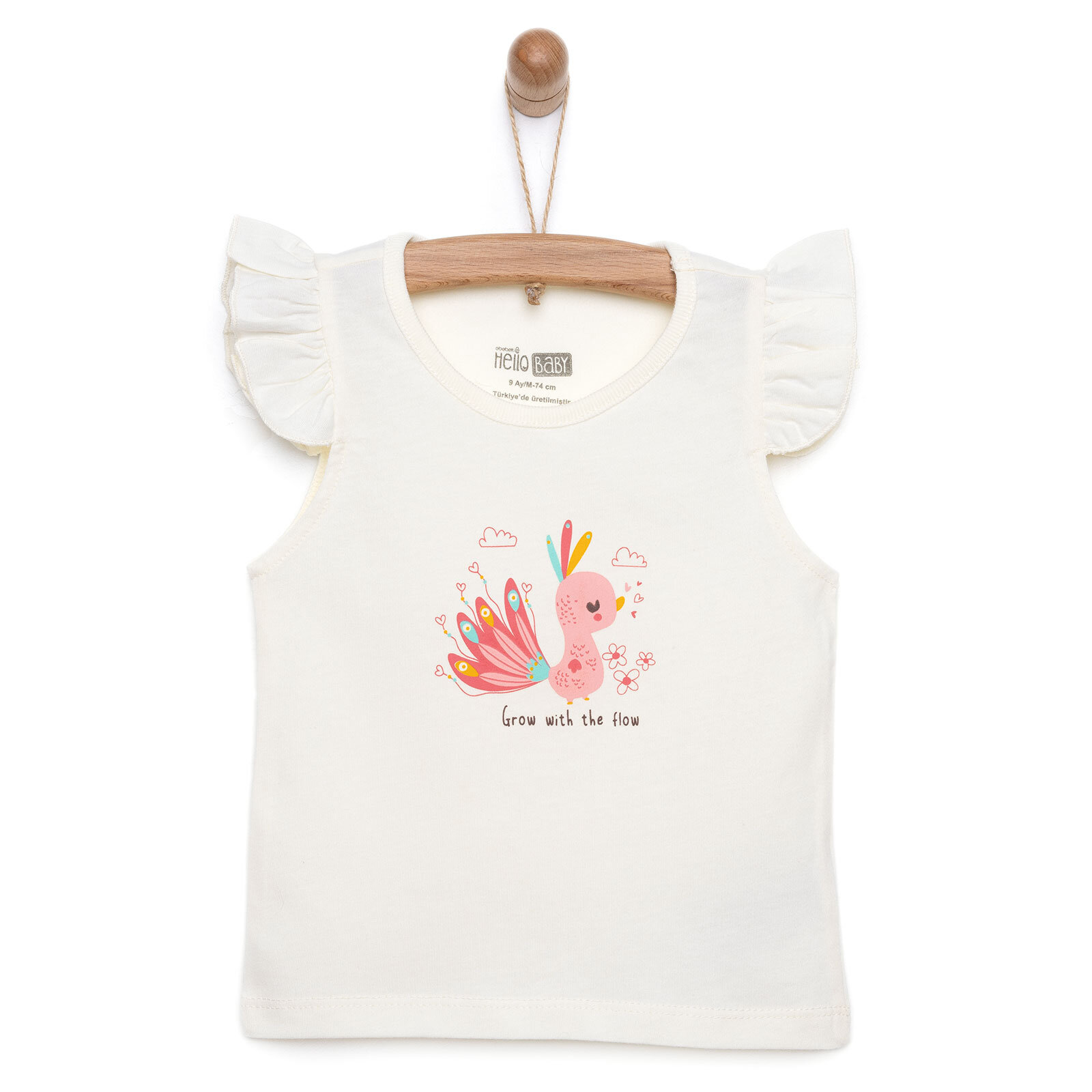 Basic Kuş Baskılı Atlet Tshirt Kız Bebek