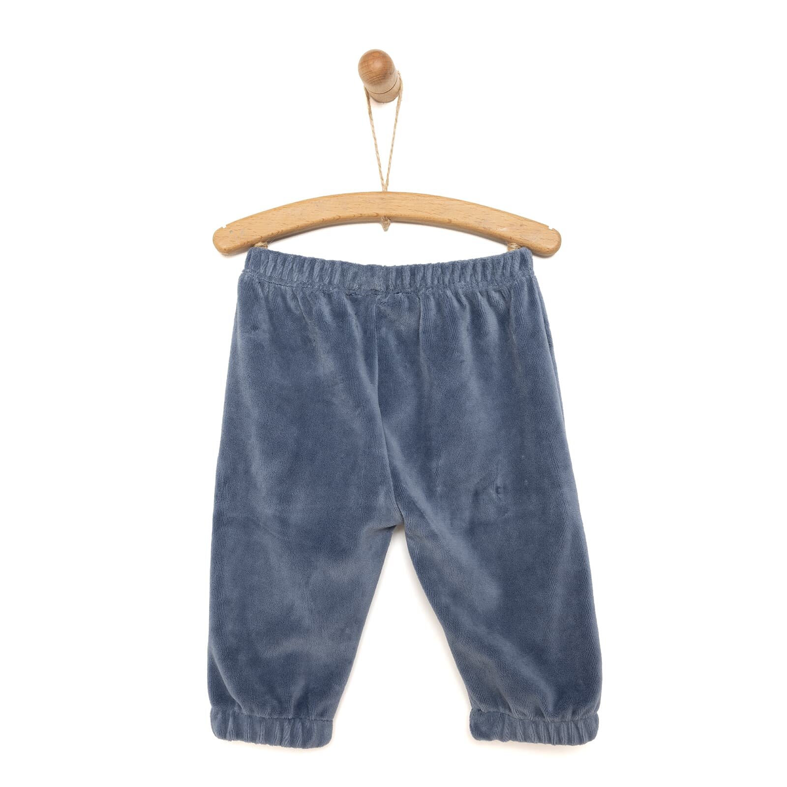 Erkek Bebek Eşofman Alt Fitilli Kadife Örme Lastikli Paça