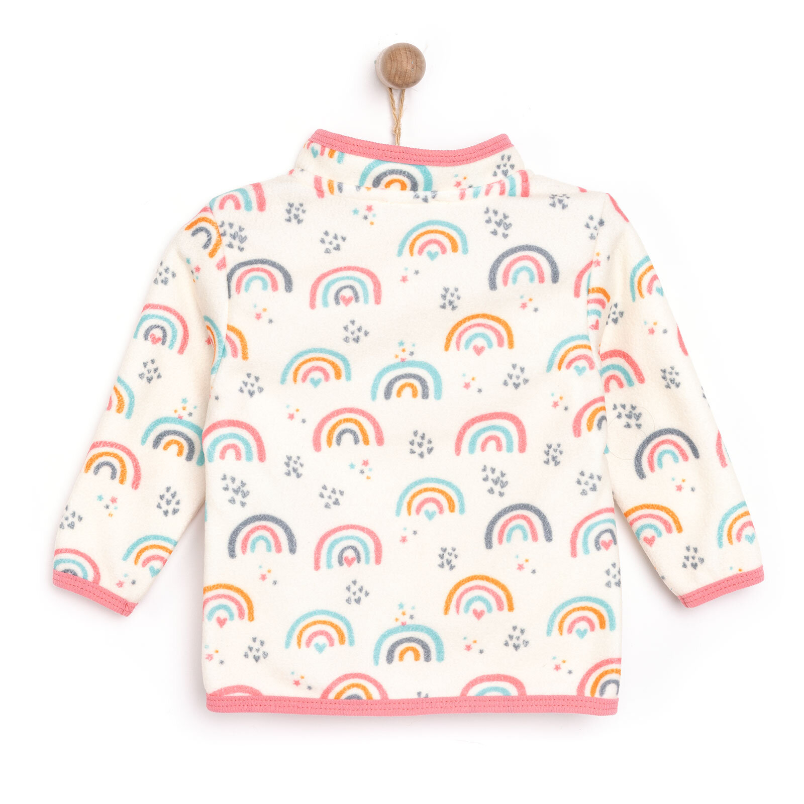 Kız Bebek Polar Yaka Metraj Baskılı Fermuarlı Hakim Yaka Uzun Kol