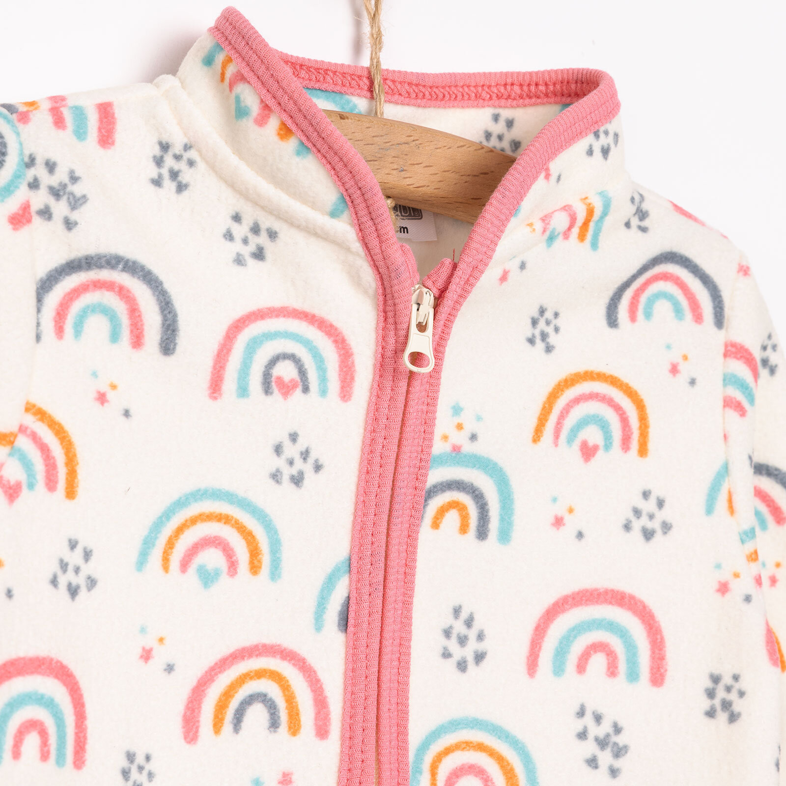 Kız Bebek Polar Yaka Metraj Baskılı Fermuarlı Hakim Yaka Uzun Kol