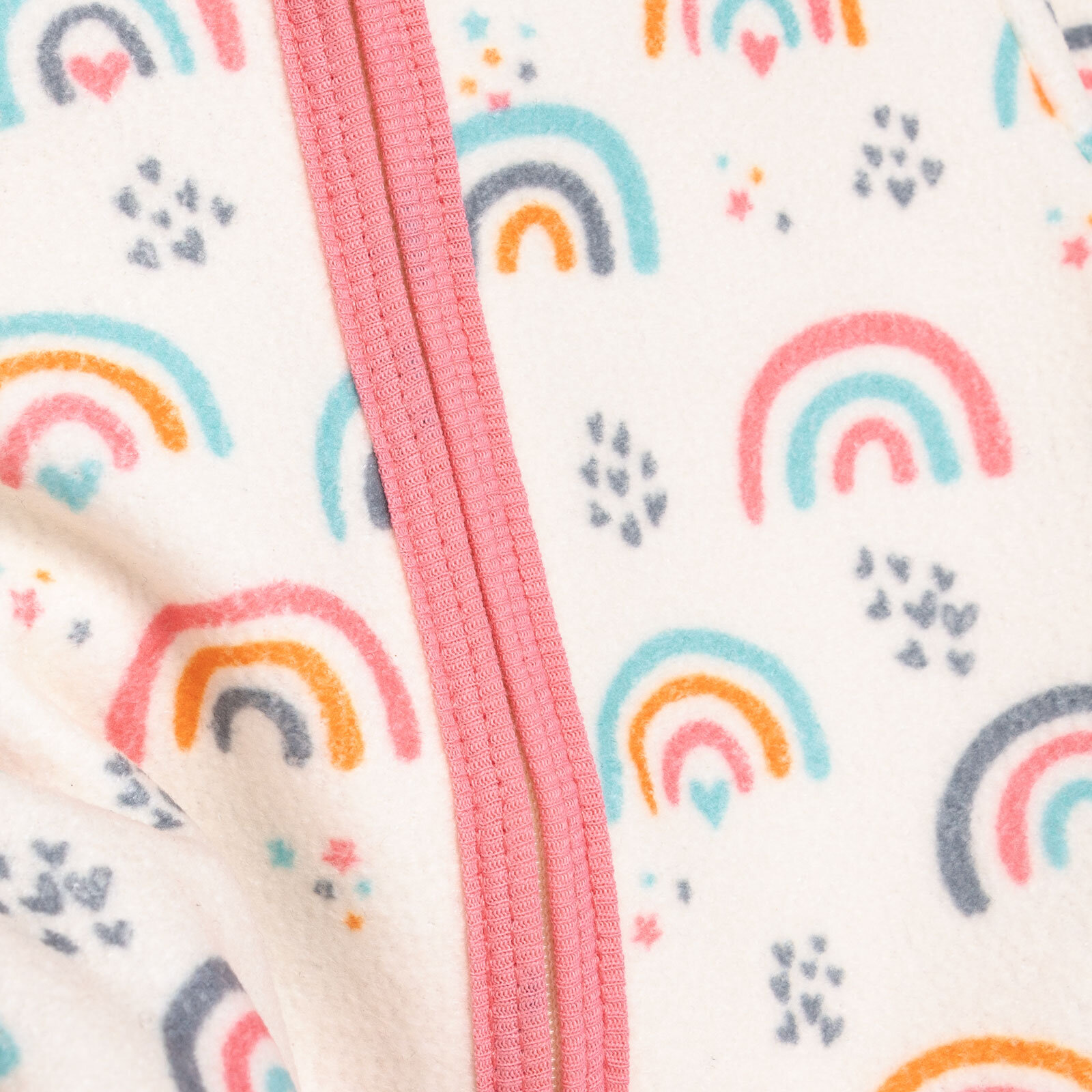 Kız Bebek Polar Yaka Metraj Baskılı Fermuarlı Hakim Yaka Uzun Kol