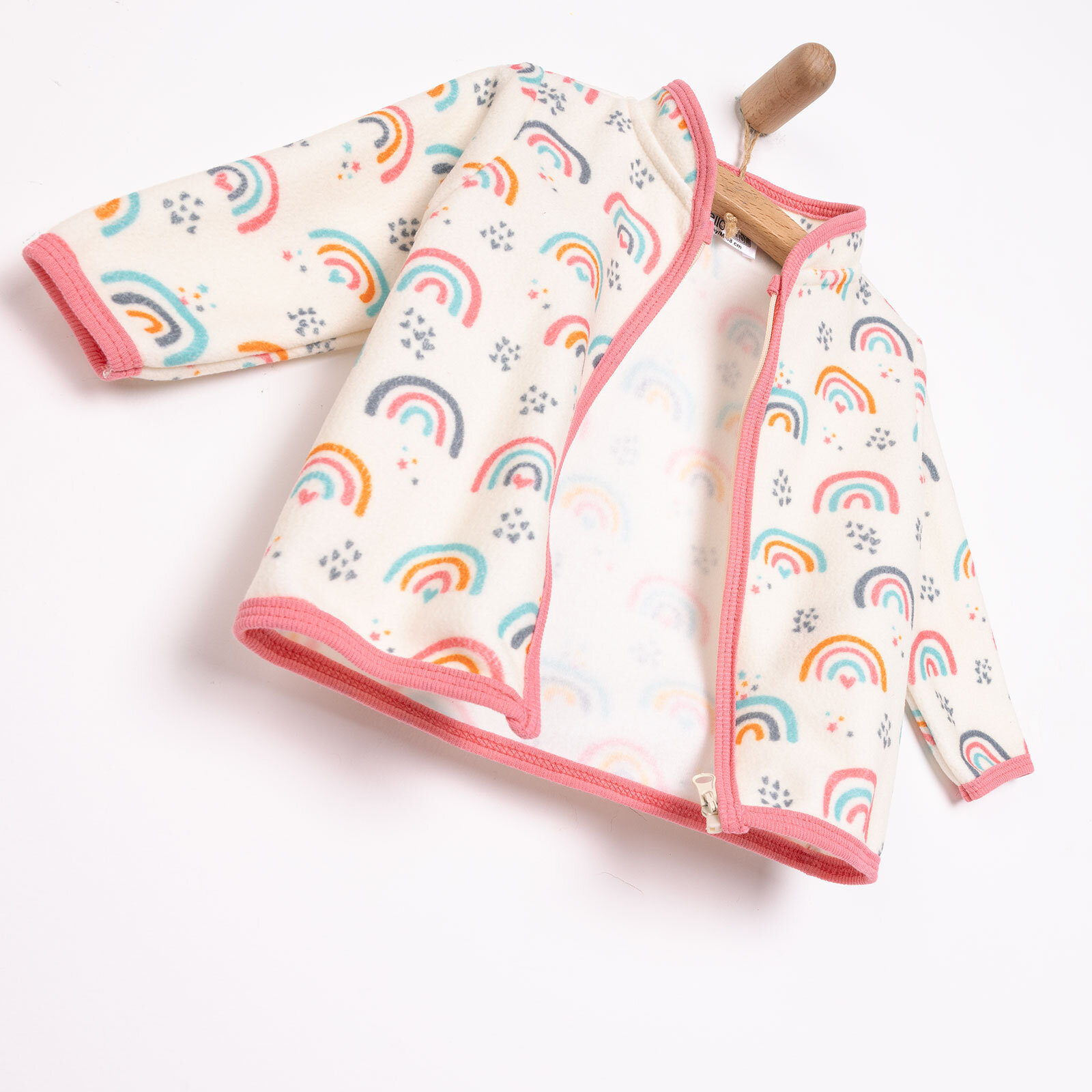 Kız Bebek Polar Yaka Metraj Baskılı Fermuarlı Hakim Yaka Uzun Kol