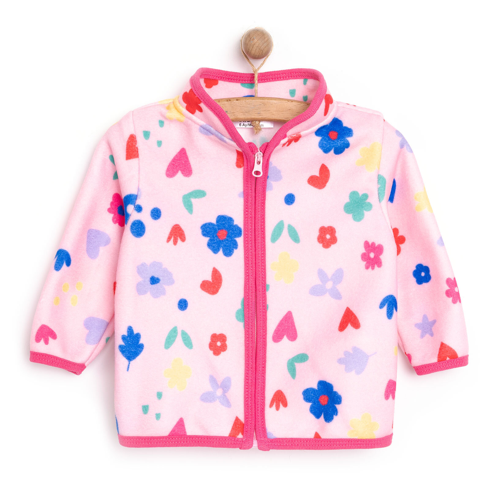 Basic Metraj Baskılı Polar Hırka Kız Bebek