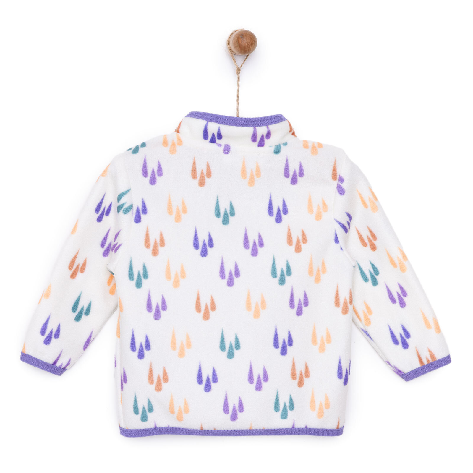 Kız Bebek Polar Hırka Metraj Baskılı Fermuarlı Hakim Yaka Uzun Kol