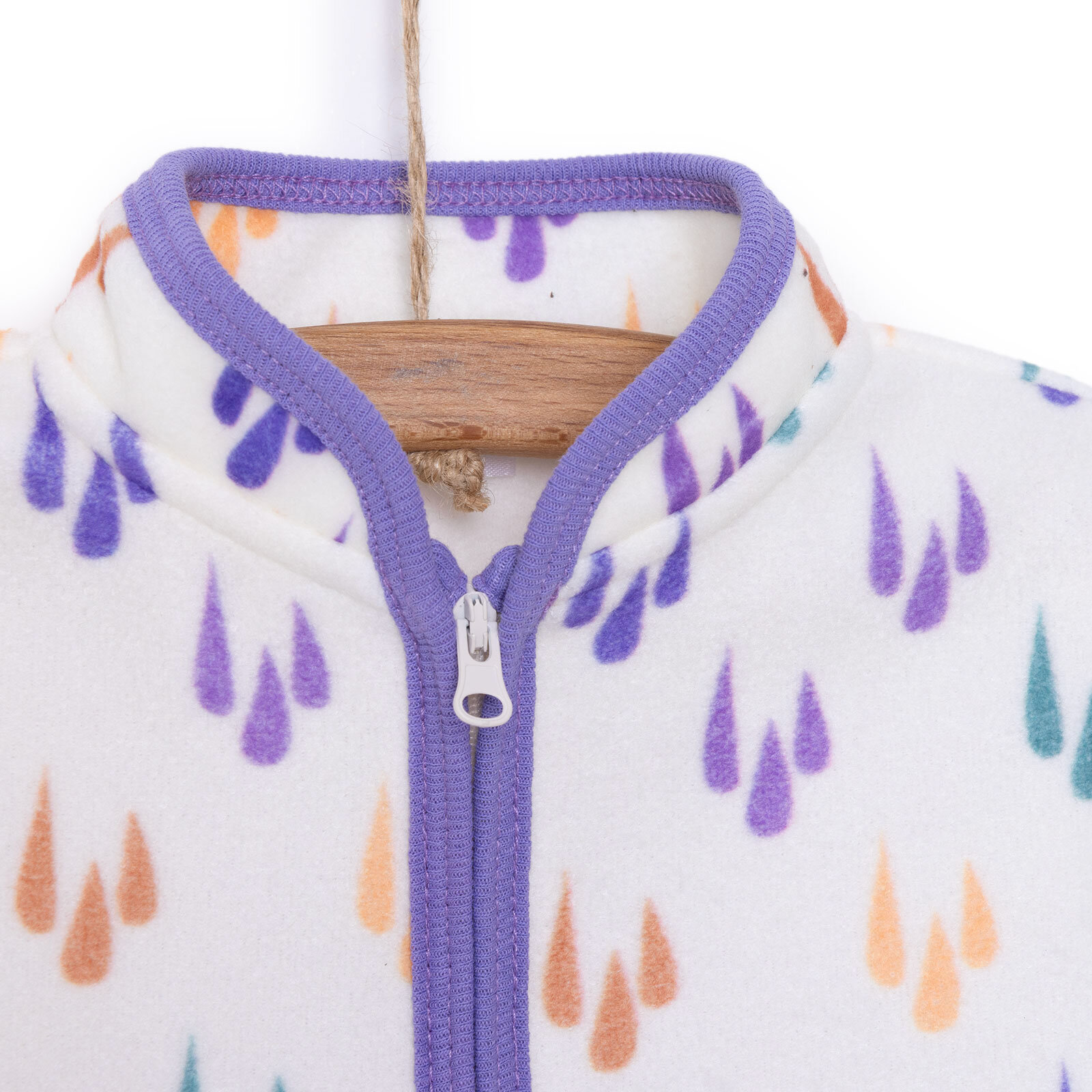 Kız Bebek Polar Hırka Metraj Baskılı Fermuarlı Hakim Yaka Uzun Kol