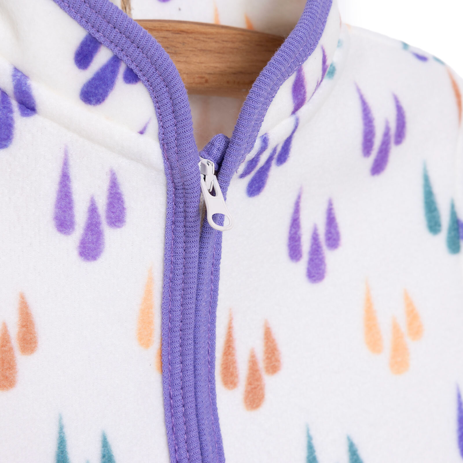 Kız Bebek Polar Hırka Metraj Baskılı Fermuarlı Hakim Yaka Uzun Kol