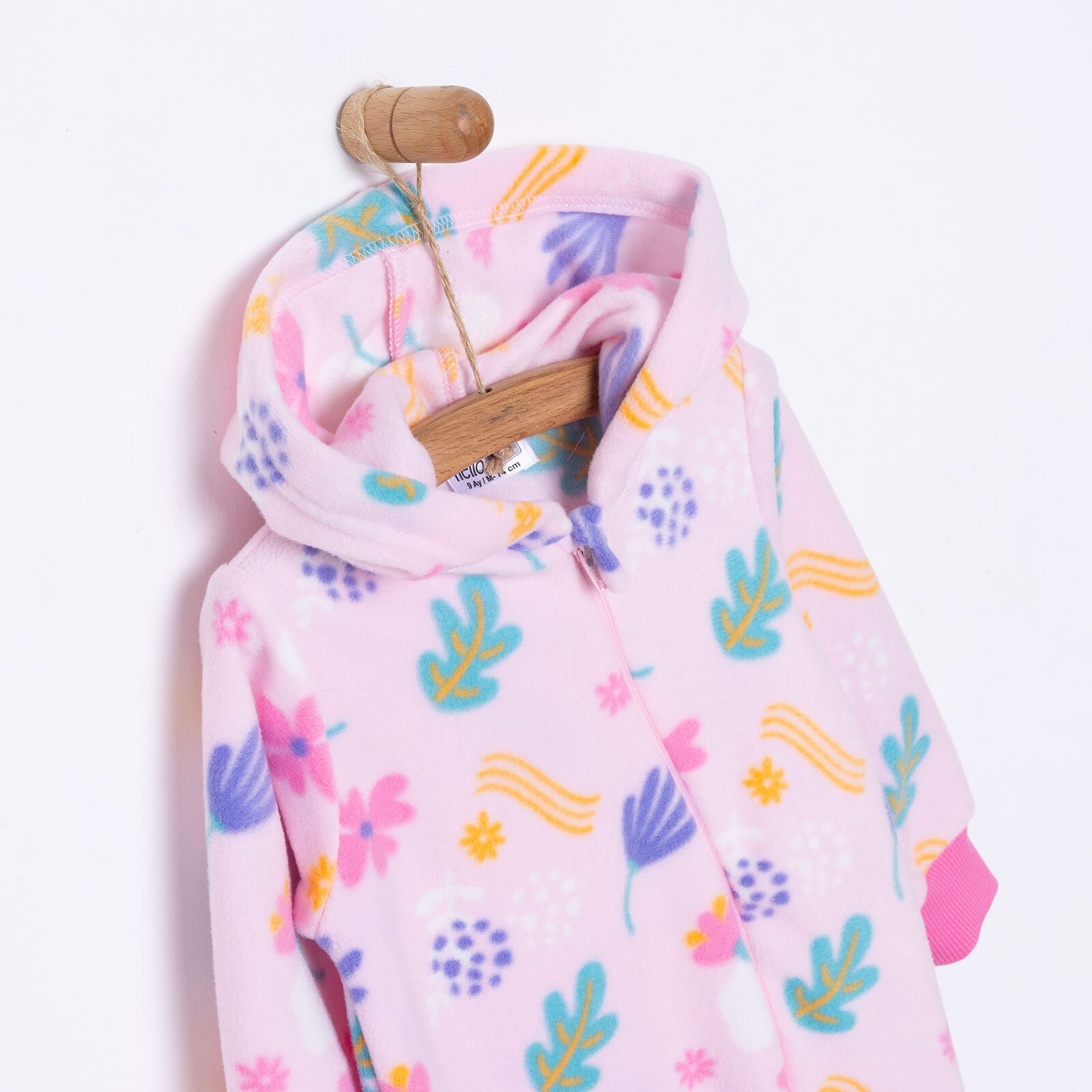 Basic Metraj Baskılı Polar Patiksiz Tulum Kız Bebek