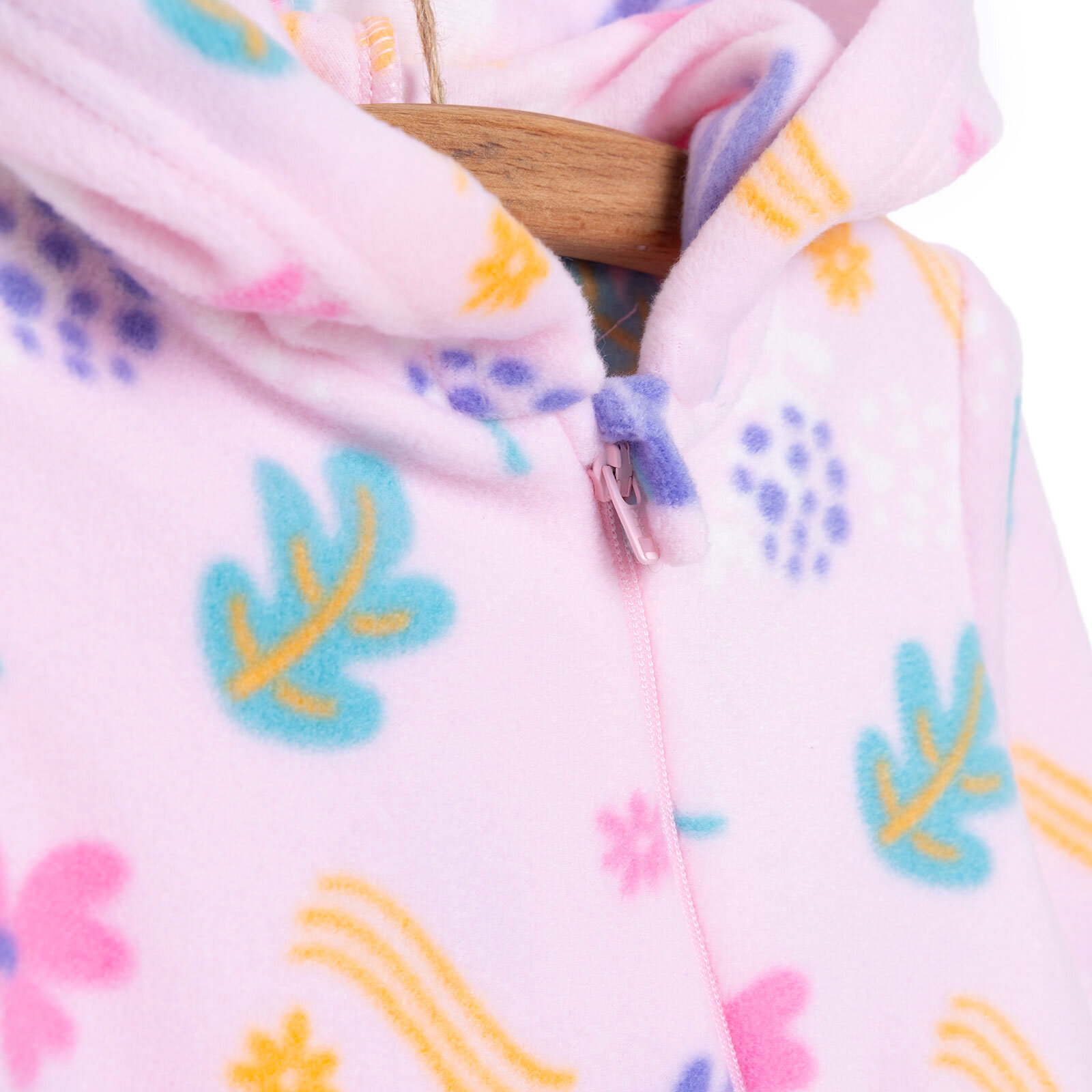 Basic Metraj Baskılı Polar Patiksiz Tulum Kız Bebek