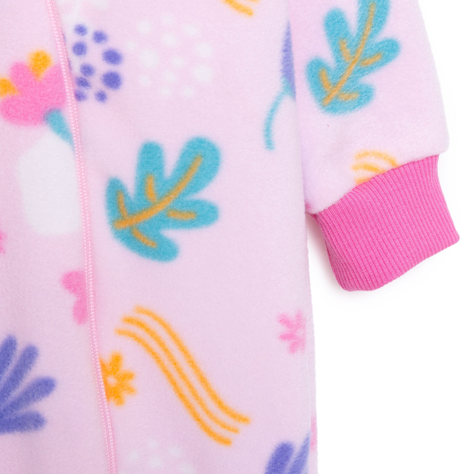 Basic Metraj Baskılı Polar Patiksiz Tulum Kız Bebek