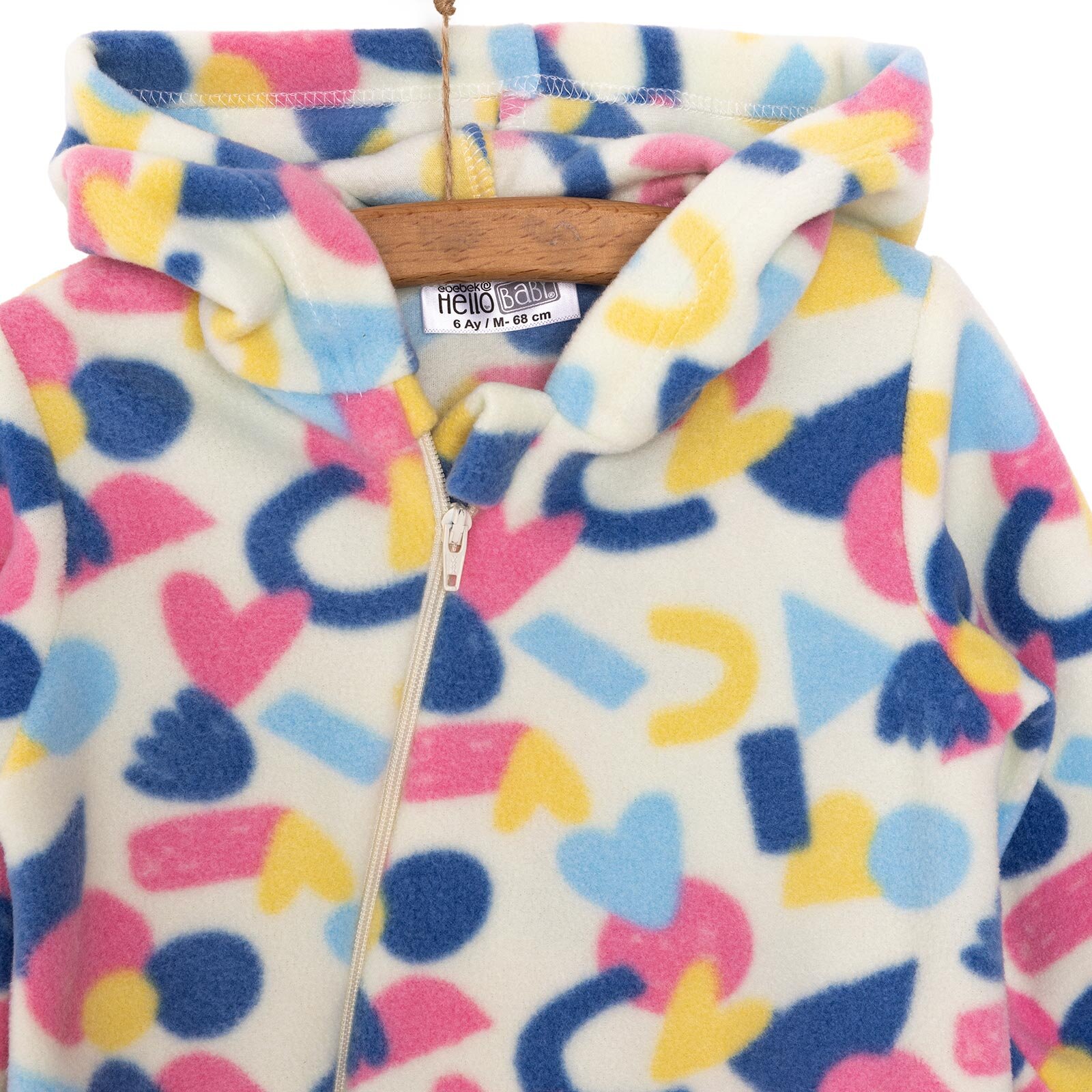 Basic Metraj Baskılı Polar Patiksiz Tulum Kız Bebek