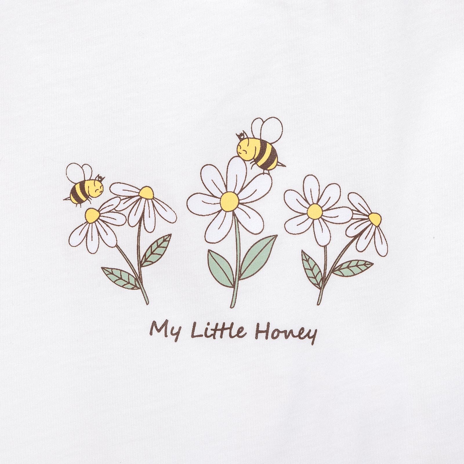 Basic Papatya ve Arı Baskılı Şortlu Takım Kız Bebek