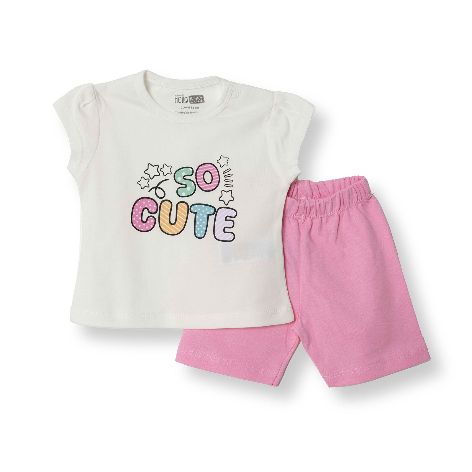 Baskılı 2 ip Yenidoğan Kız Tshirt-Şort Kız Bebek
