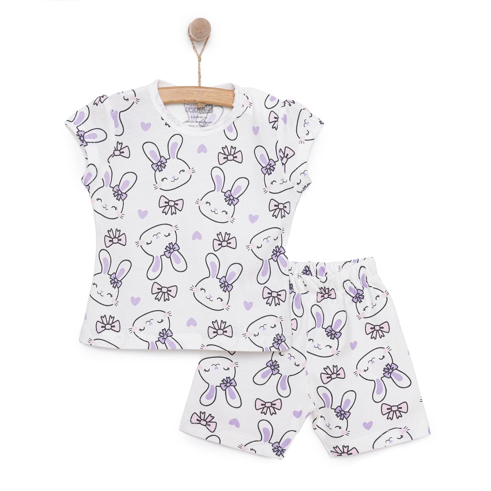 Baskılı Empirme 2 ip Yenidoğan Kız Tshirt-Şort Kız Bebek